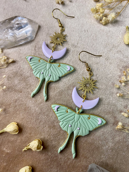 Pastel Luna Moth Earrings