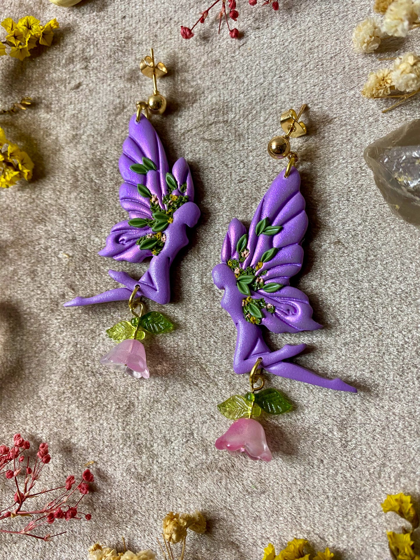 Purple Tulip Fairy Earrings