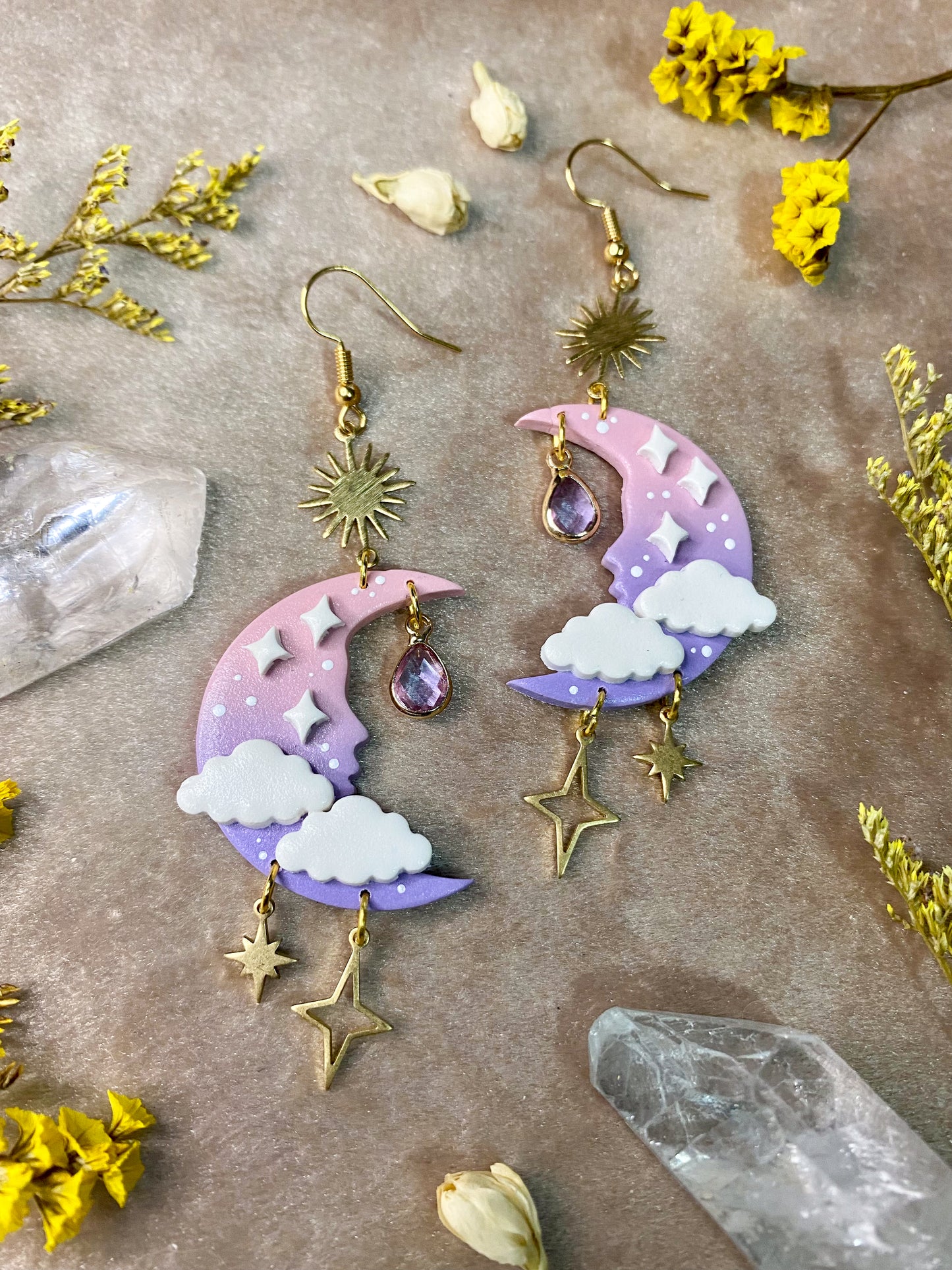 Pink Fantasy Moon Earrings