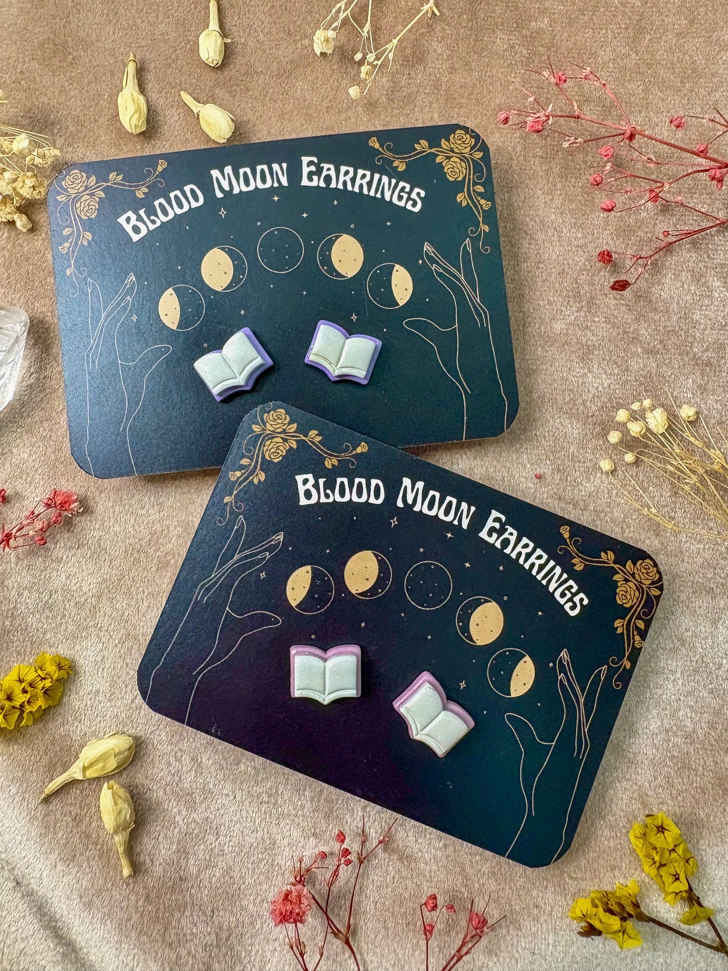 Pastel Open Book Stud Earrings