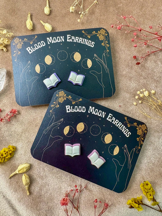 Pastel Open Book Stud Earrings