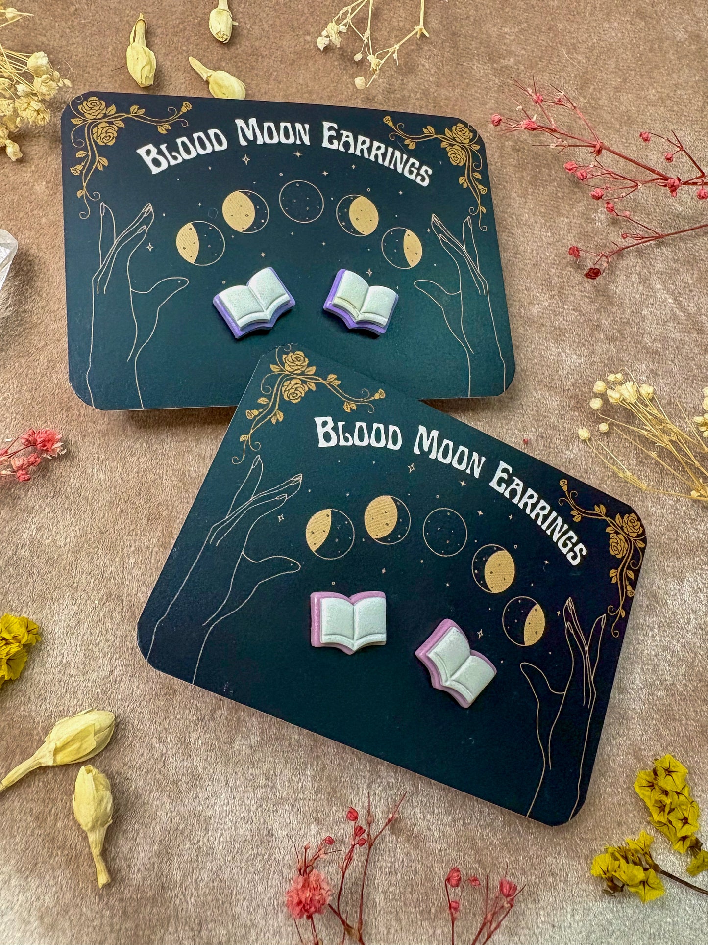 Pastel Open Book Stud Earrings