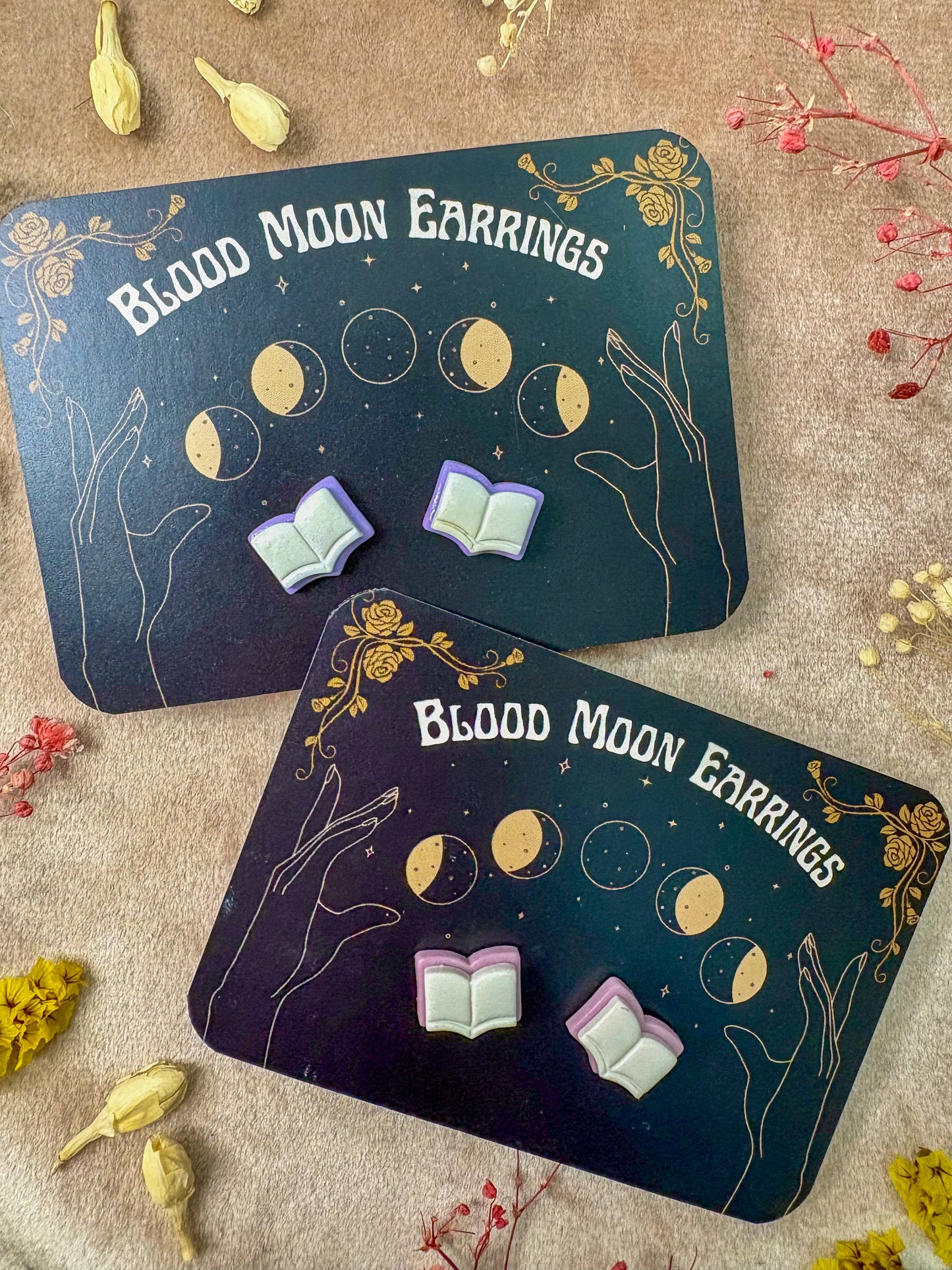 Pastel Open Book Stud Earrings