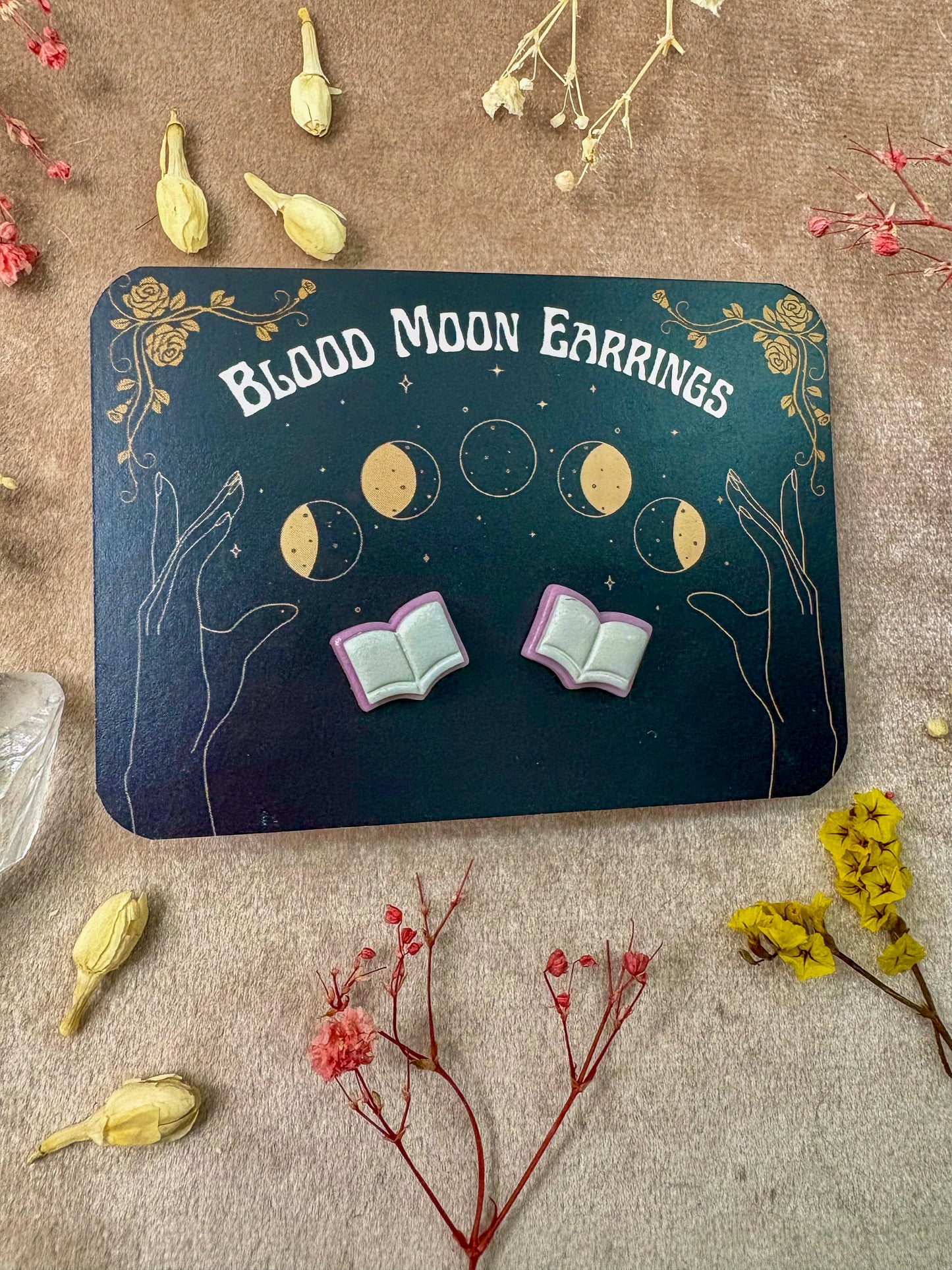 Pastel Open Book Stud Earrings