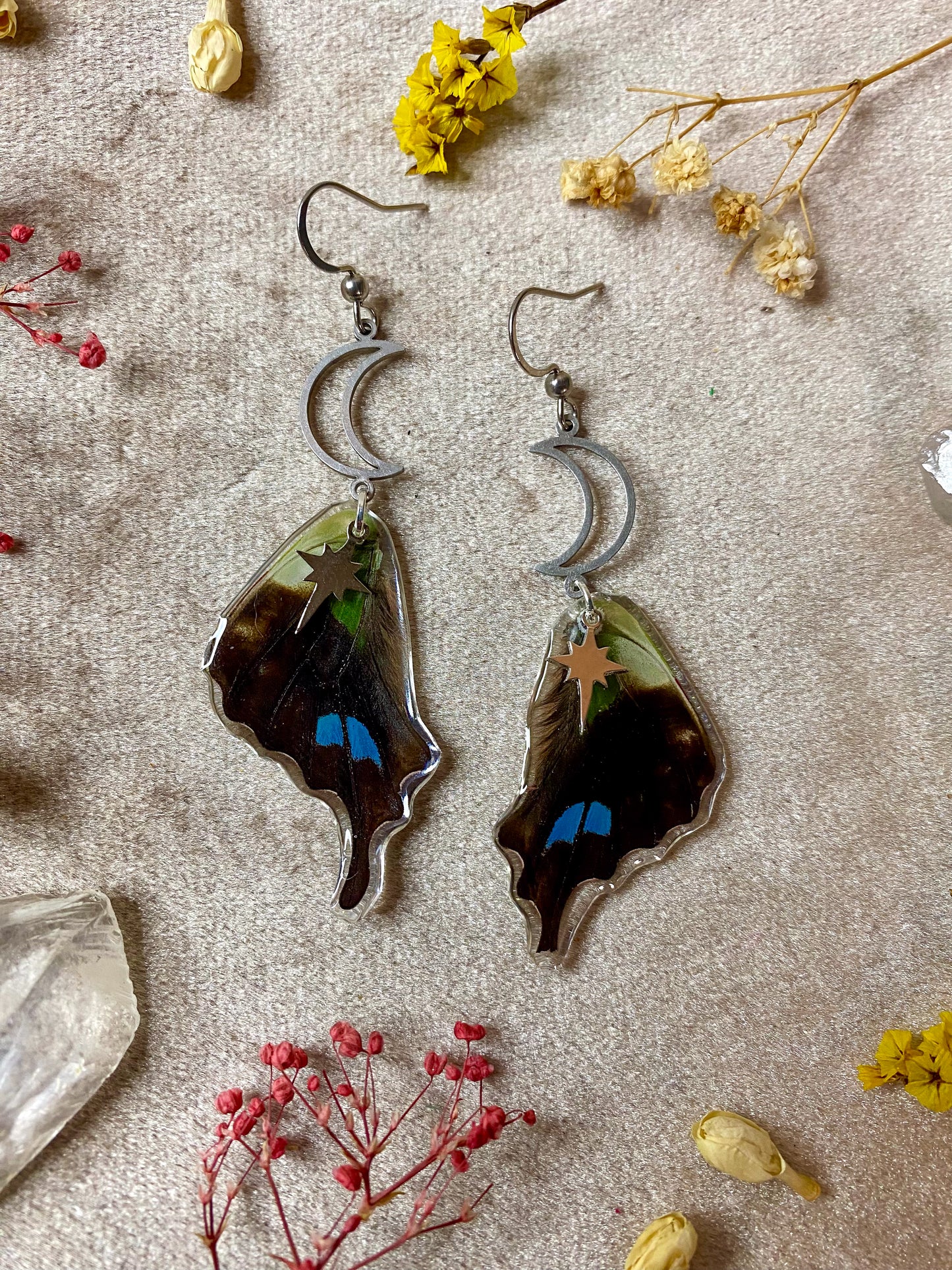 Purple Spotted Swallowtail Butterfly Wing Earrings