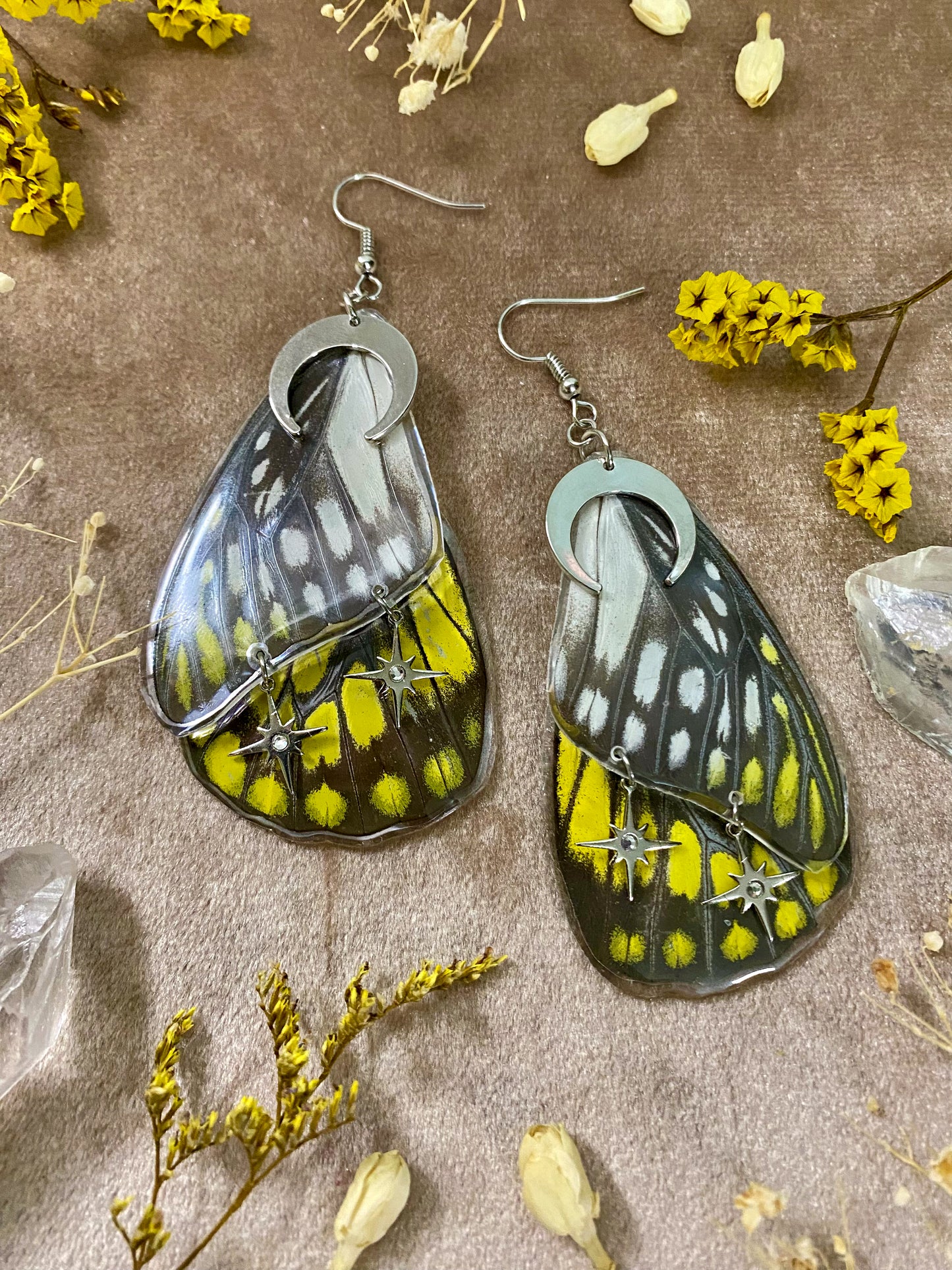 Spotted Sawtooth Butterfly Earrings (Double Wings)