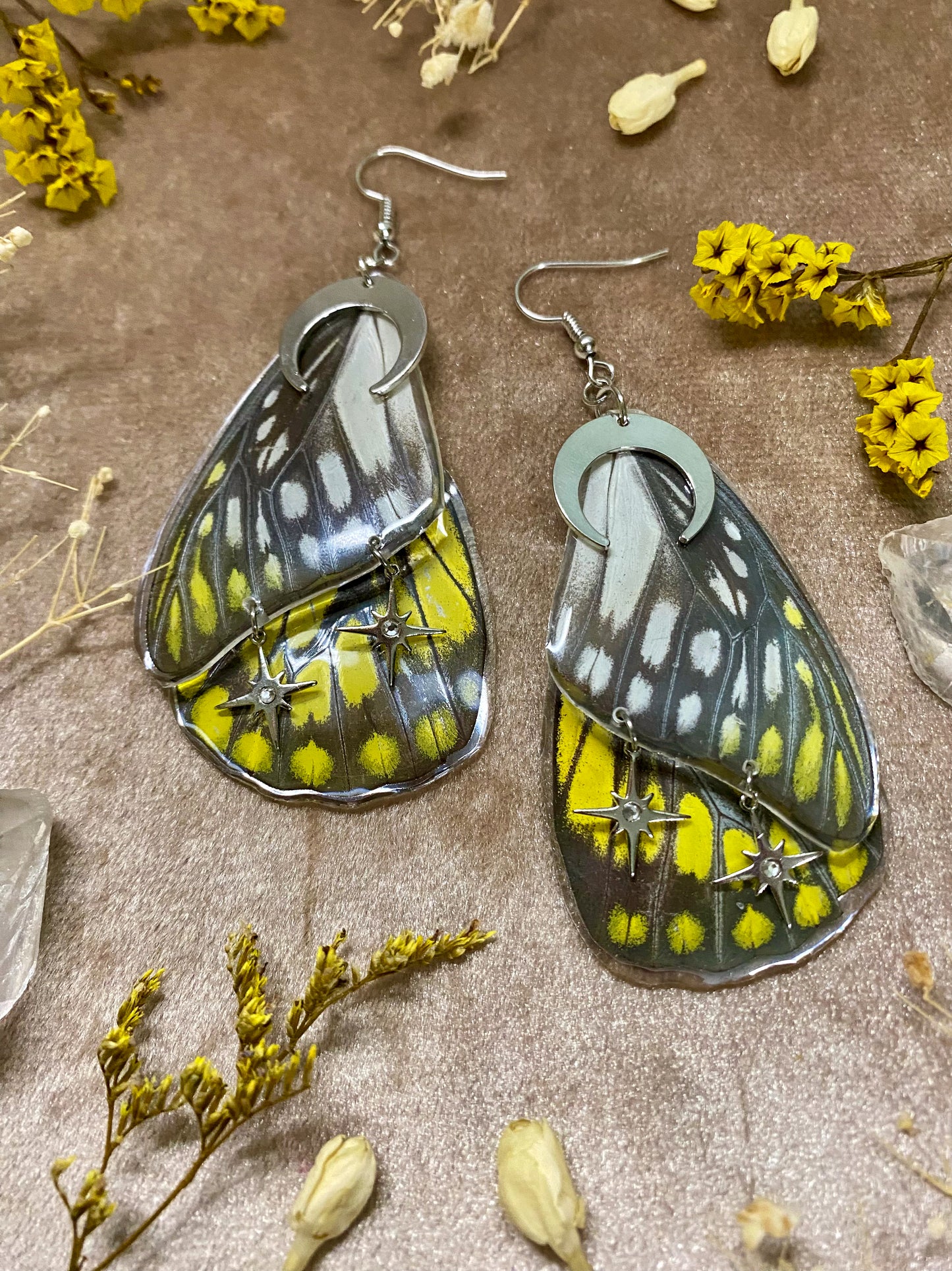 Spotted Sawtooth Butterfly Earrings (Double Wings)