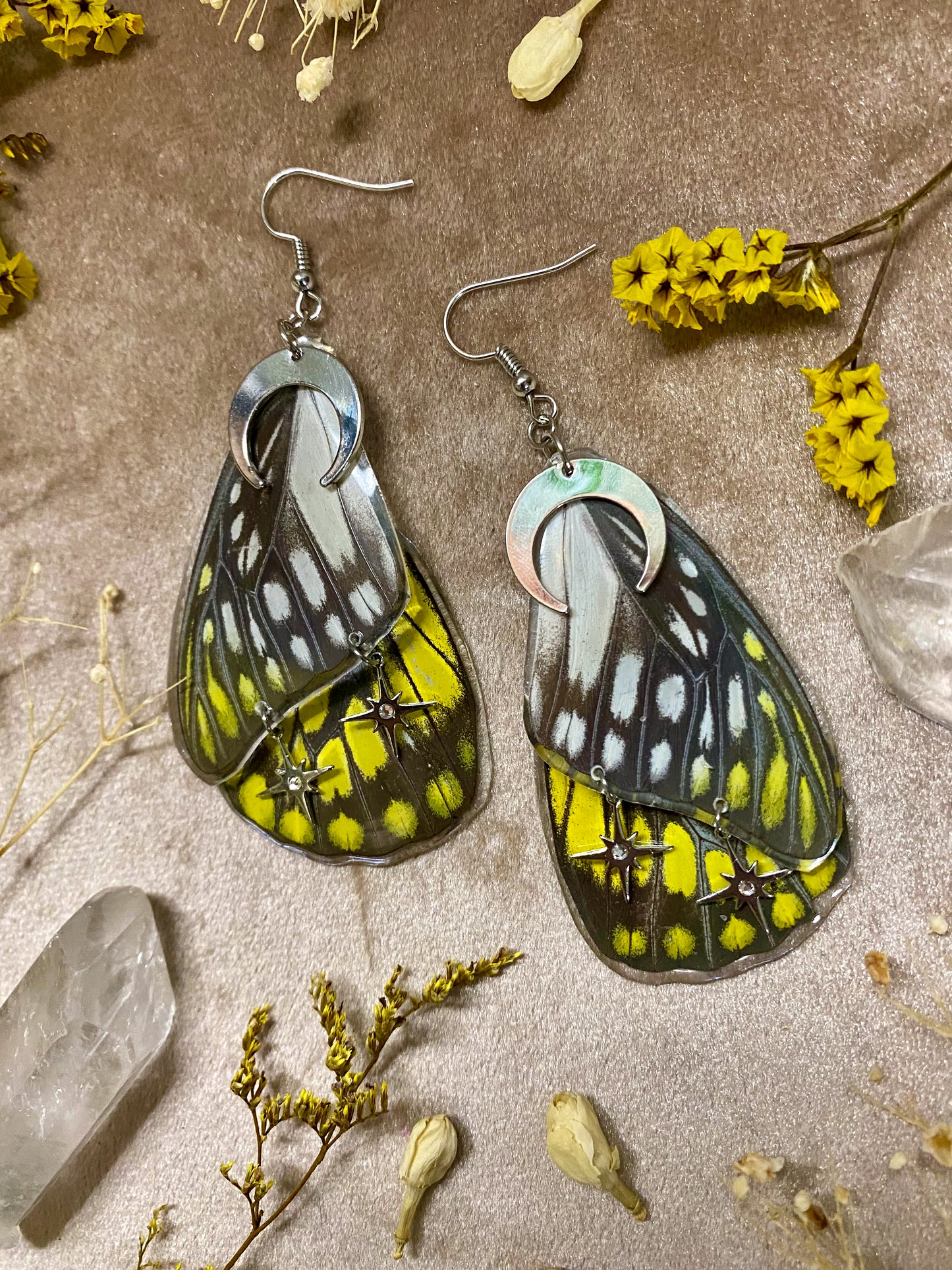 Spotted Sawtooth Butterfly Earrings (Double Wings)