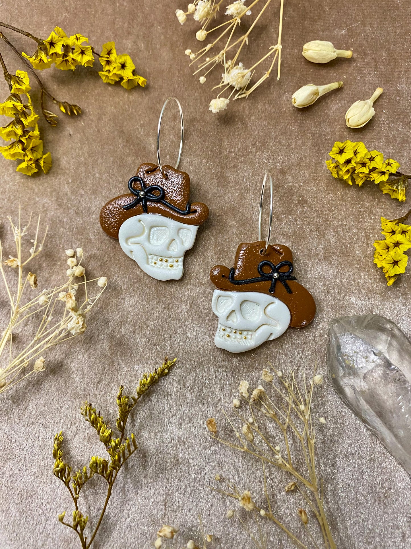 Cowboy Skull Hoop Earrings