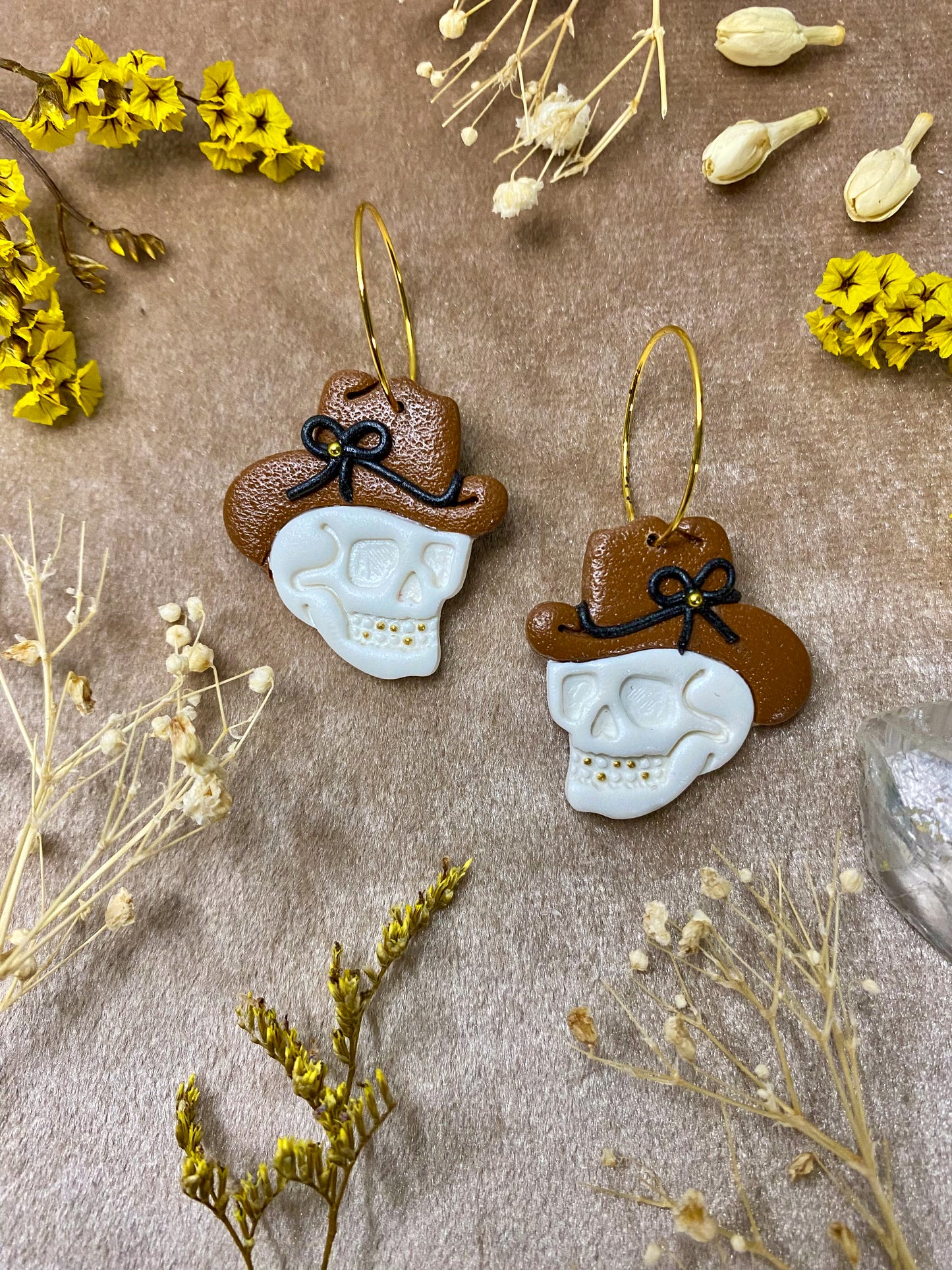 Cowboy Skull Hoop Earrings