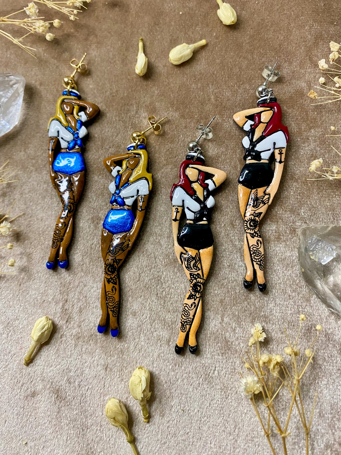 Sailor Tattooed Lady Earrings