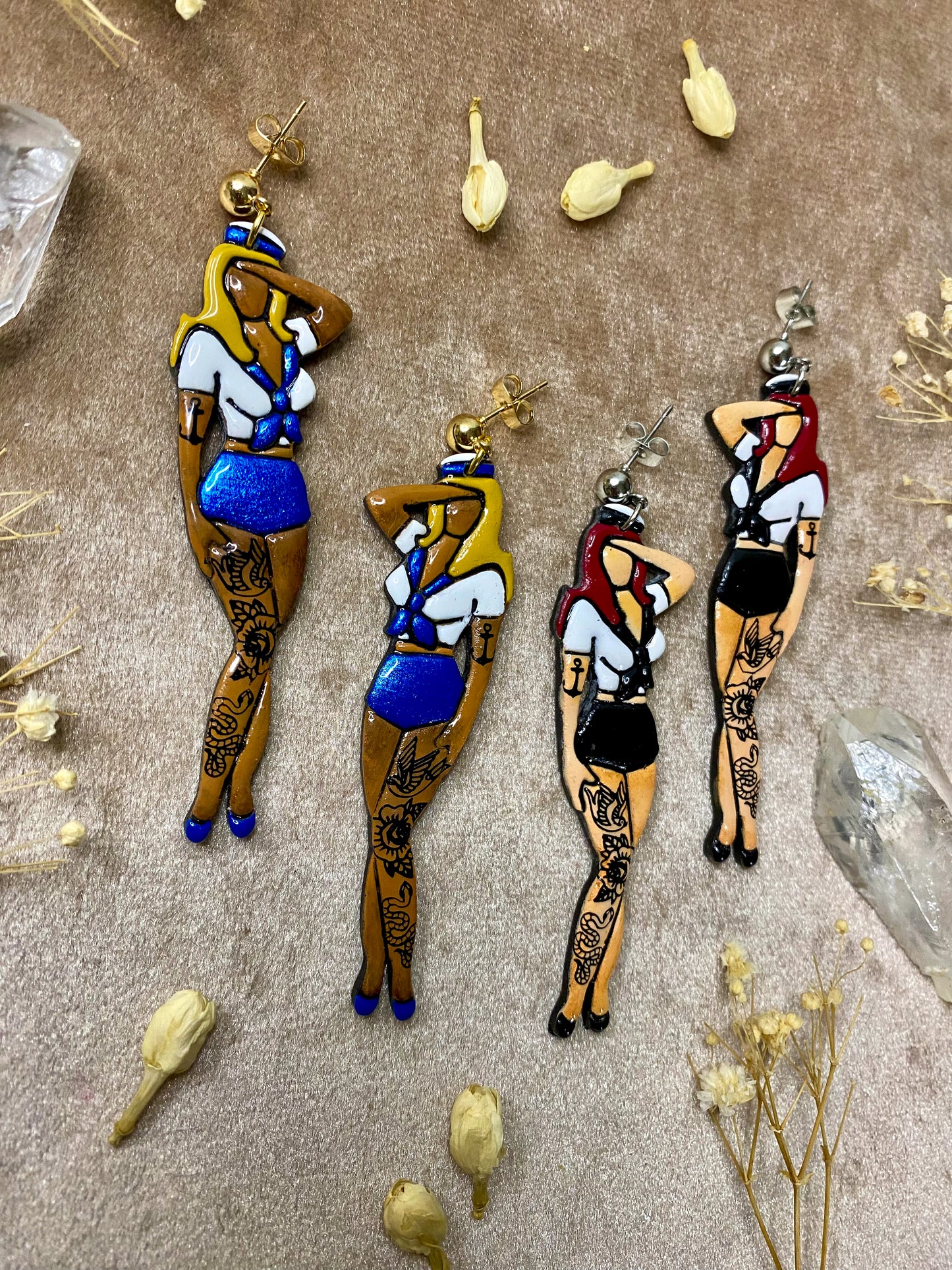 Sailor Tattooed Lady Earrings