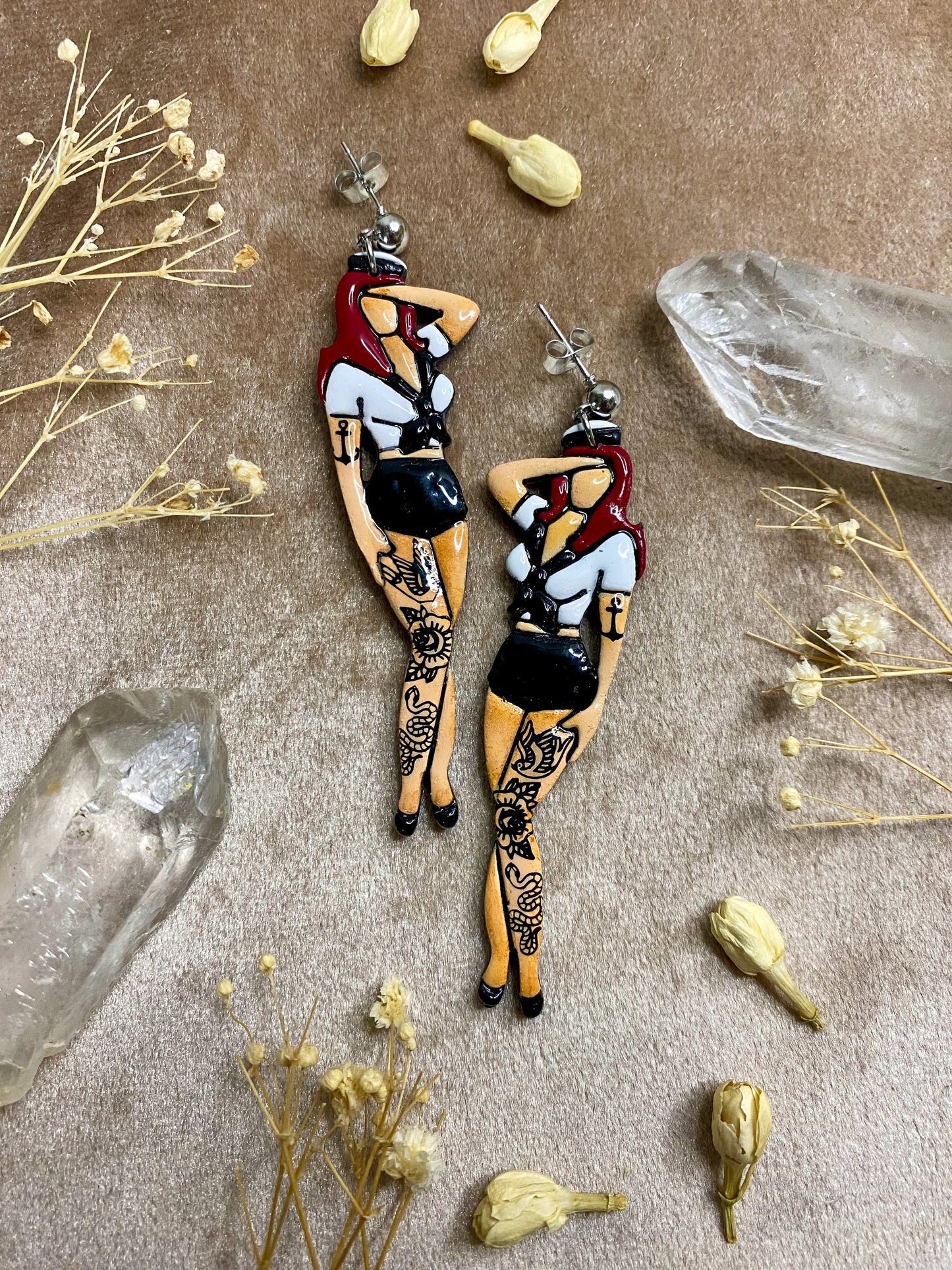 Sailor Tattooed Lady Earrings