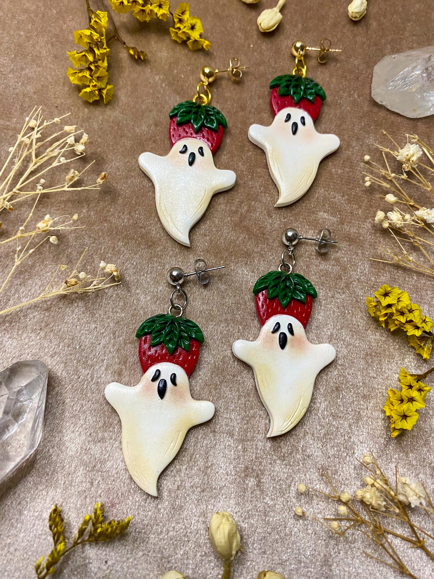 Strawberry Ghost Earrings