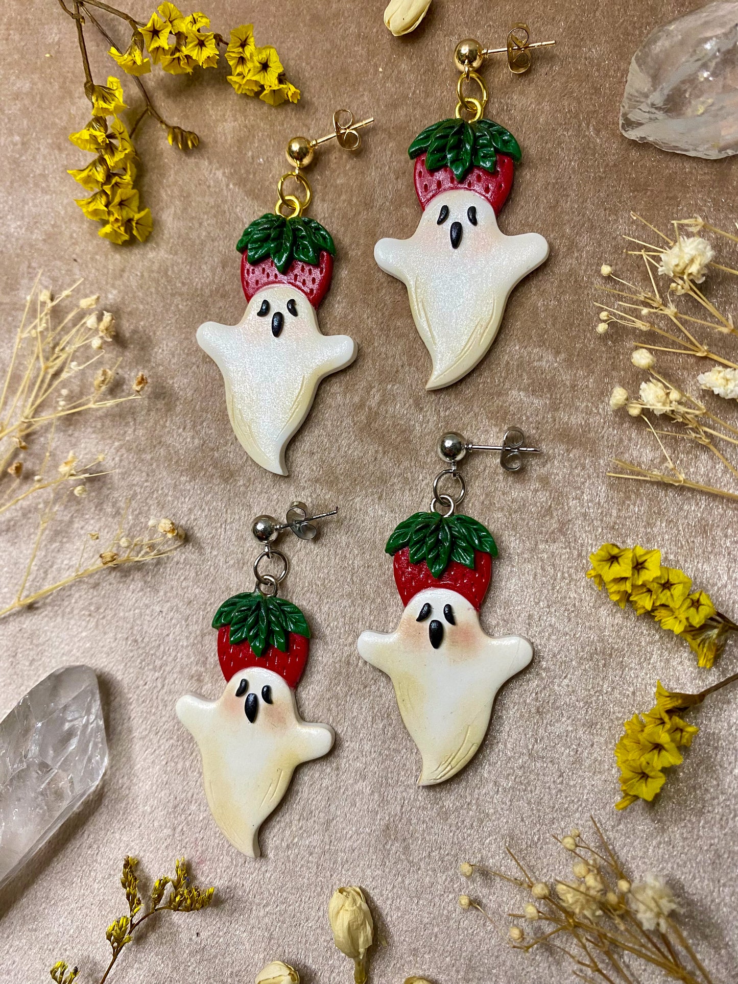 Strawberry Ghost Earrings