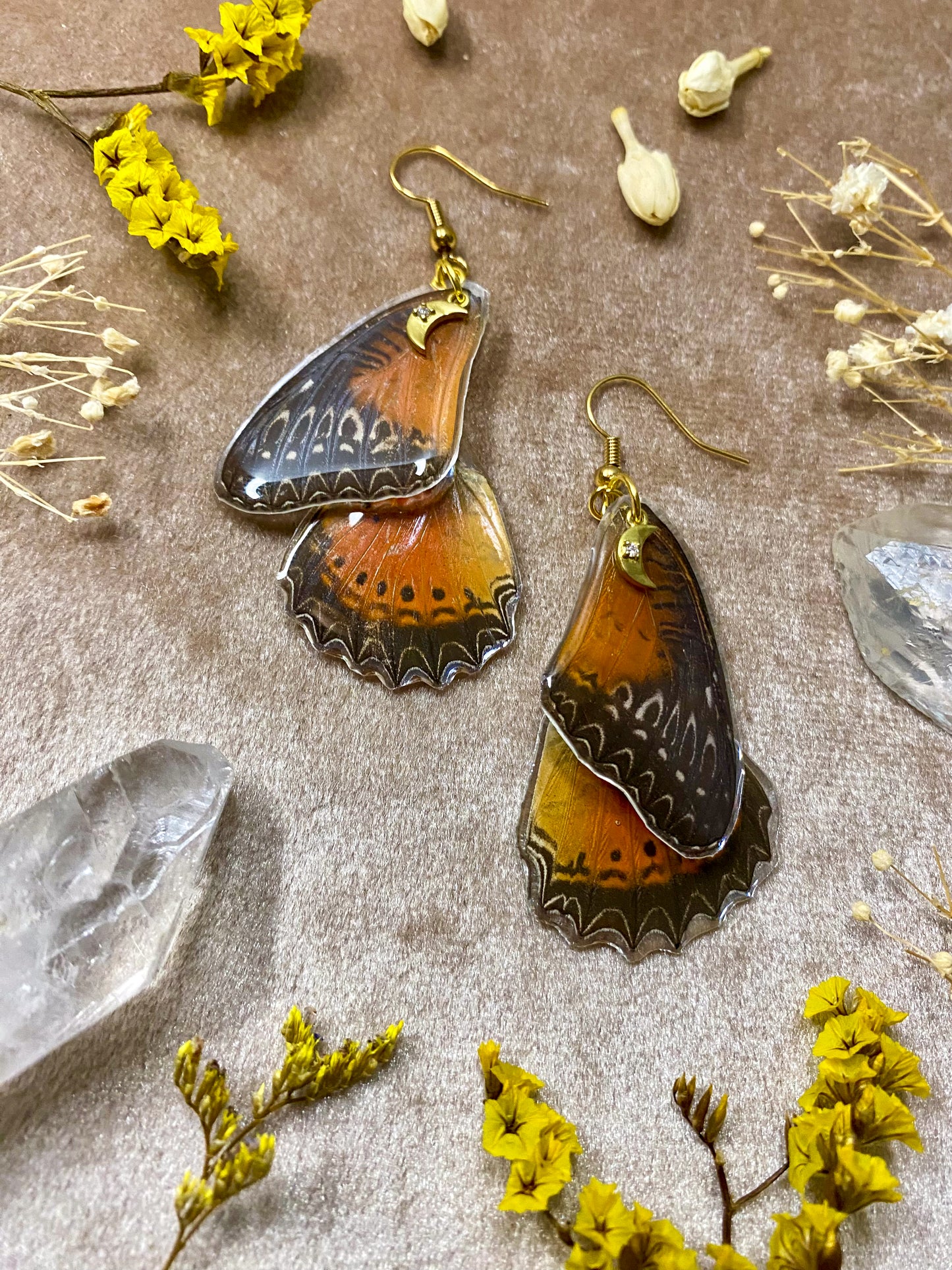 Red Lace Butterfly Wing Earrings