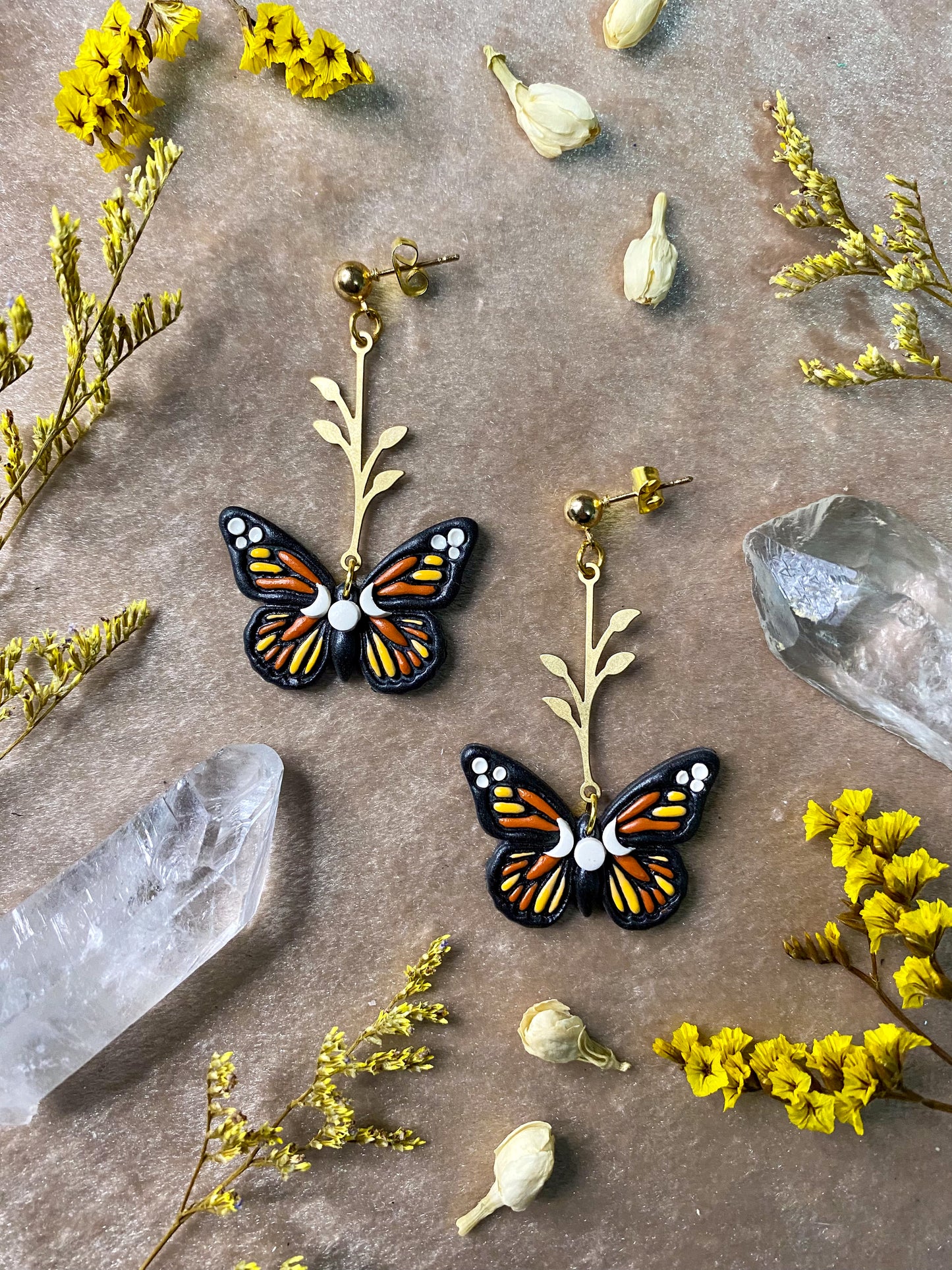 Lunar Monarch Butterfly Earrings