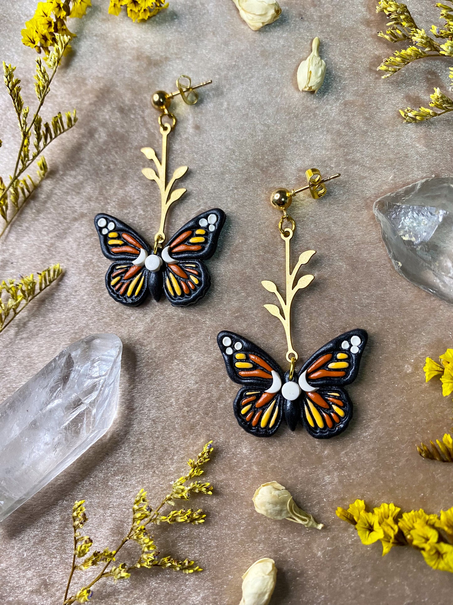 Lunar Monarch Butterfly Earrings