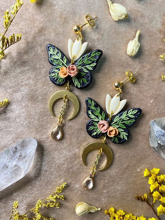 Rose and Tulip Butterfly Earrings