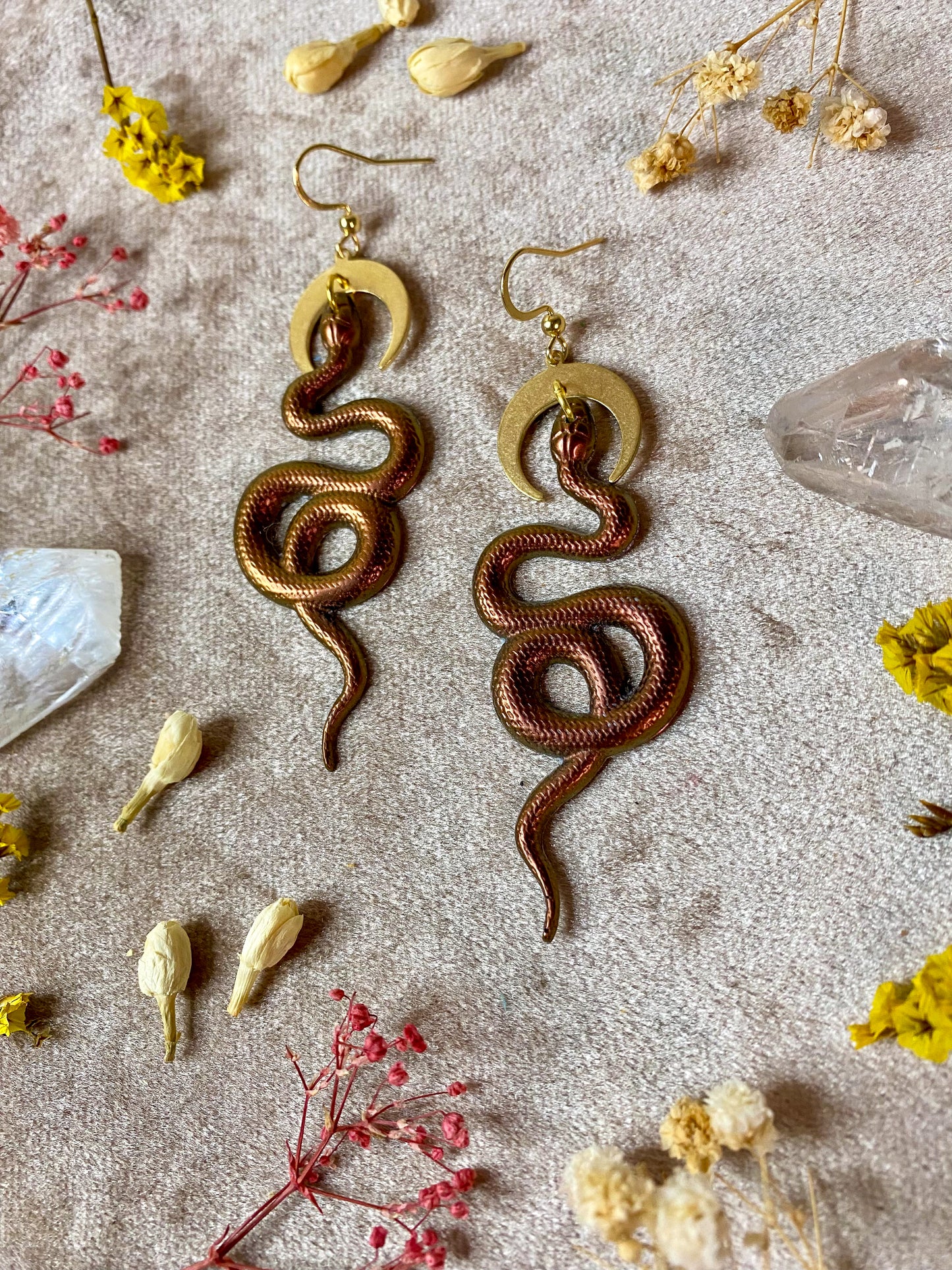 Copper Coil Snake Earrings