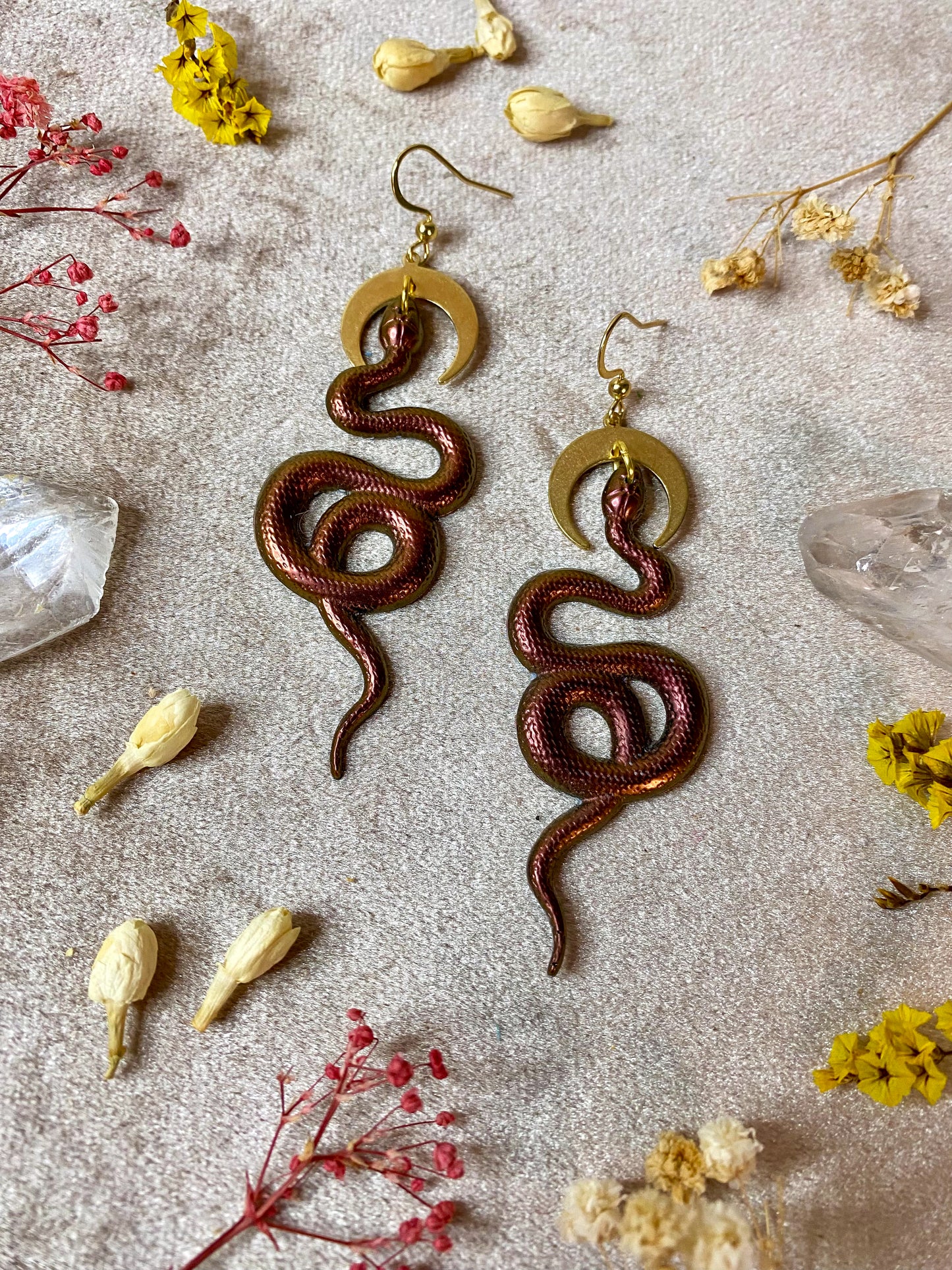 Copper Coil Snake Earrings