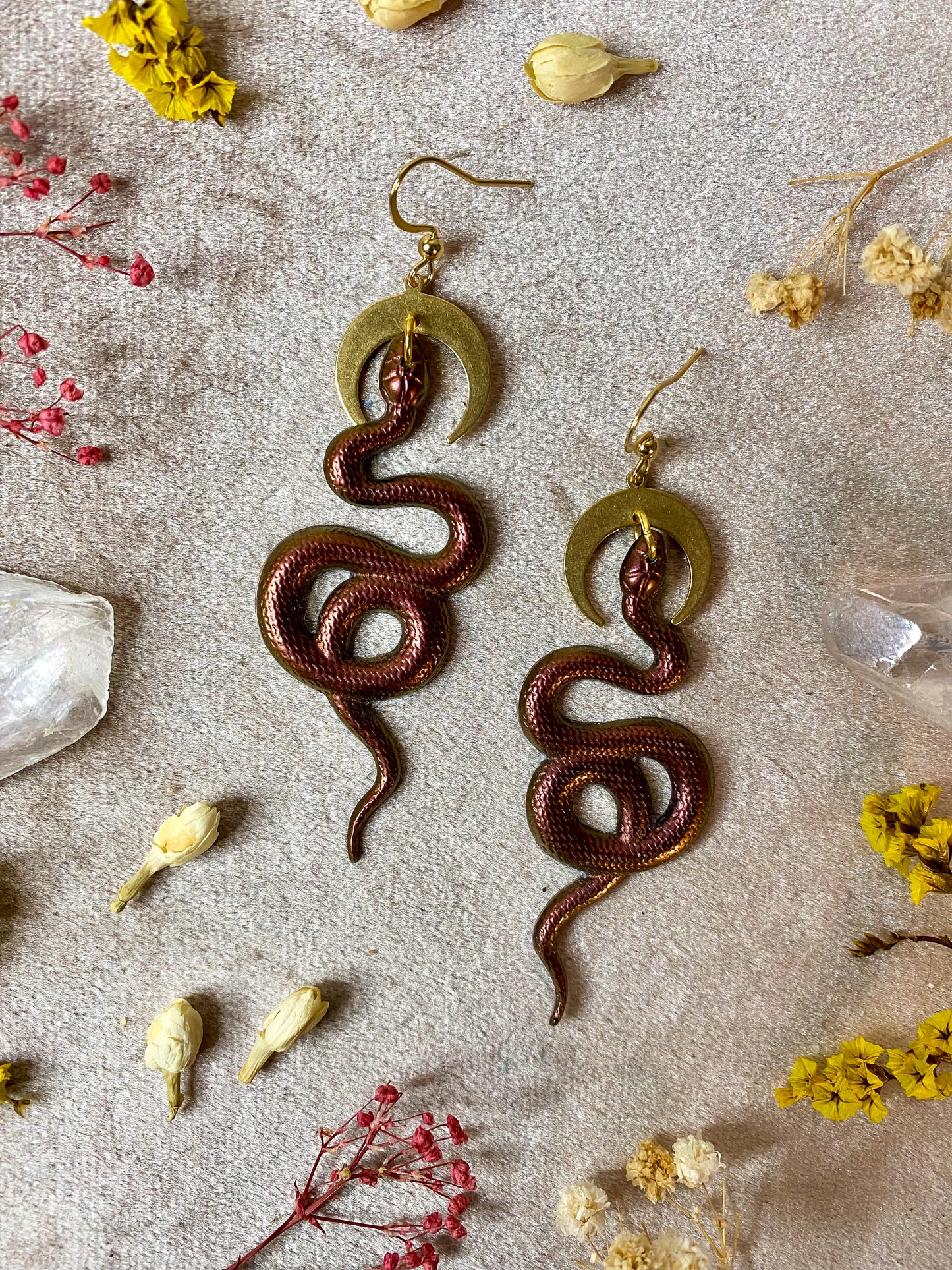 Copper Coil Snake Earrings