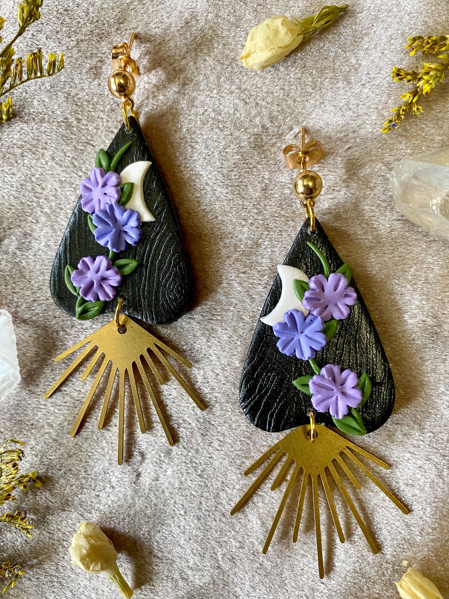 Lilac Floral Planchette Earrings
