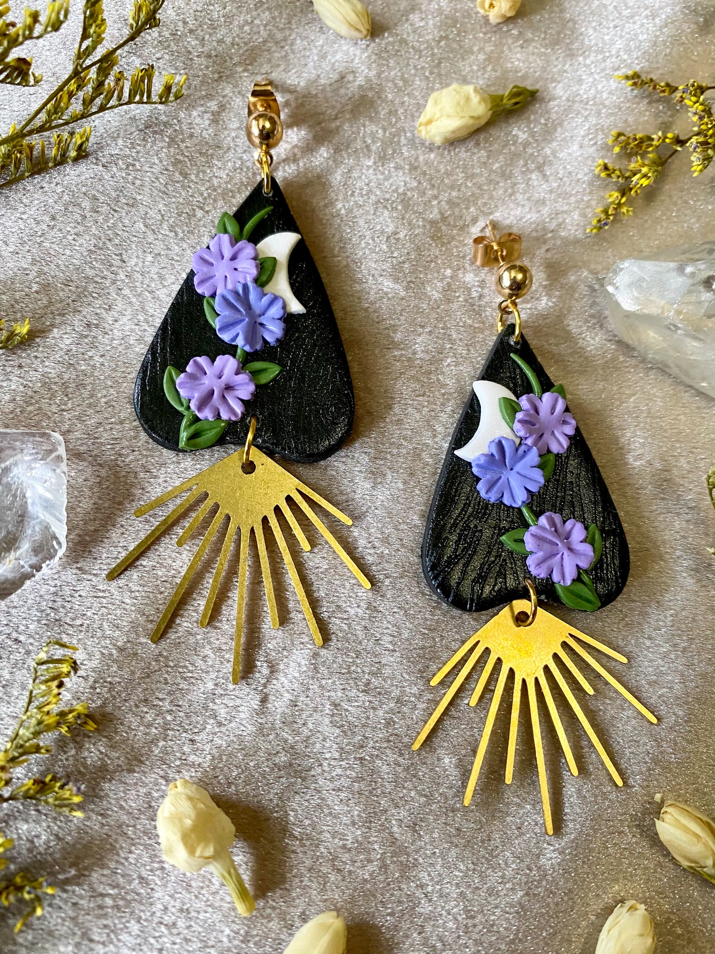 Lilac Floral Planchette Earrings