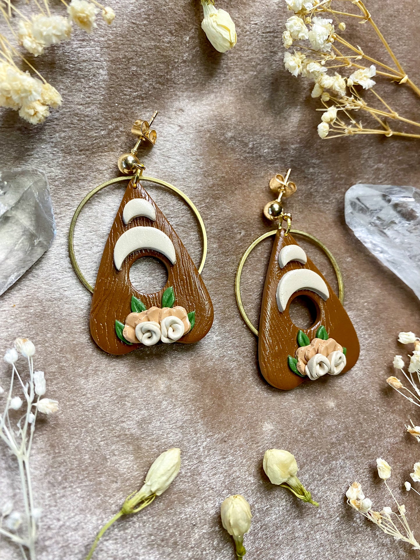 Retro Floral Planchette Earrings