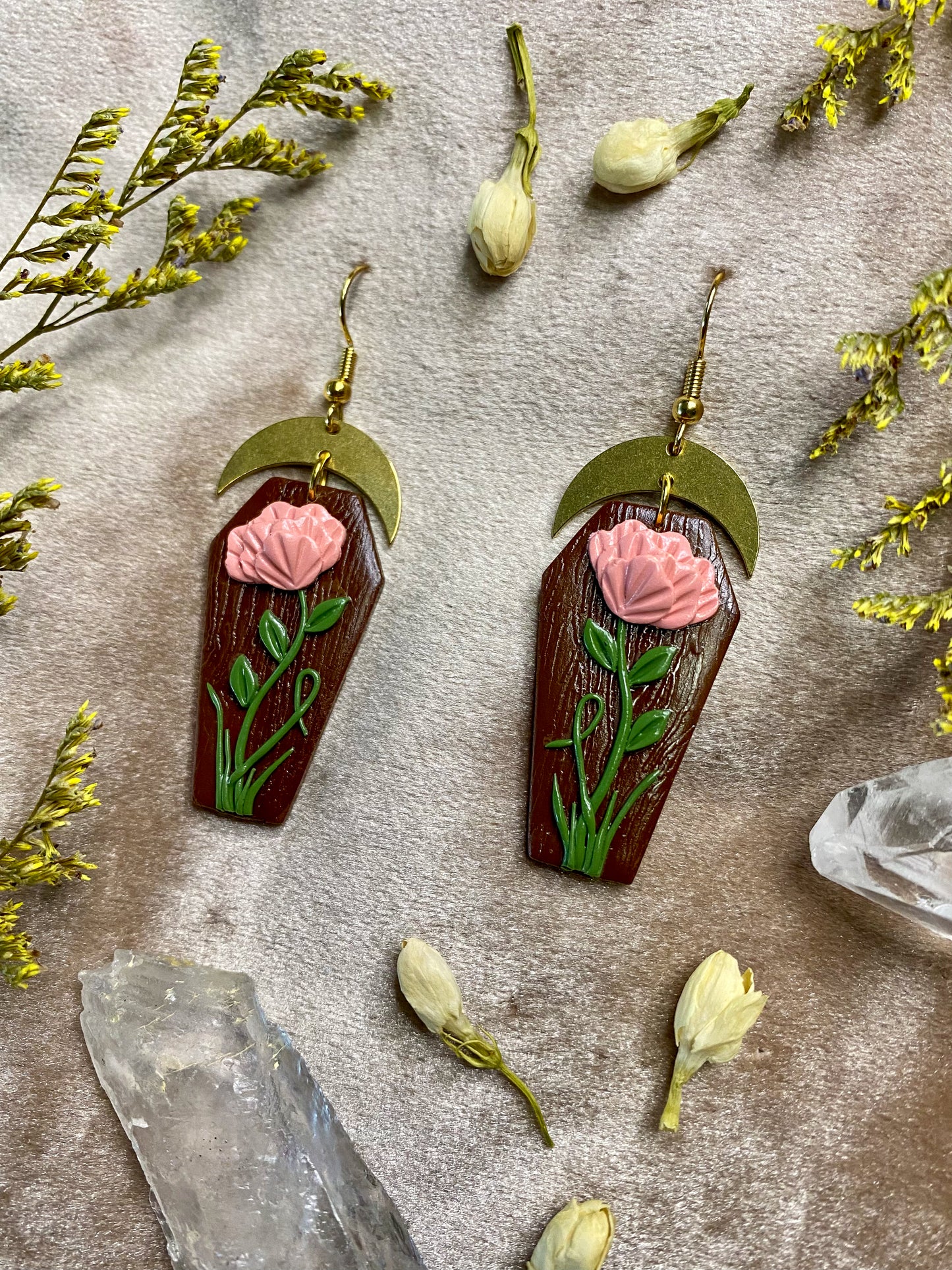 Floral Coffin Earrings