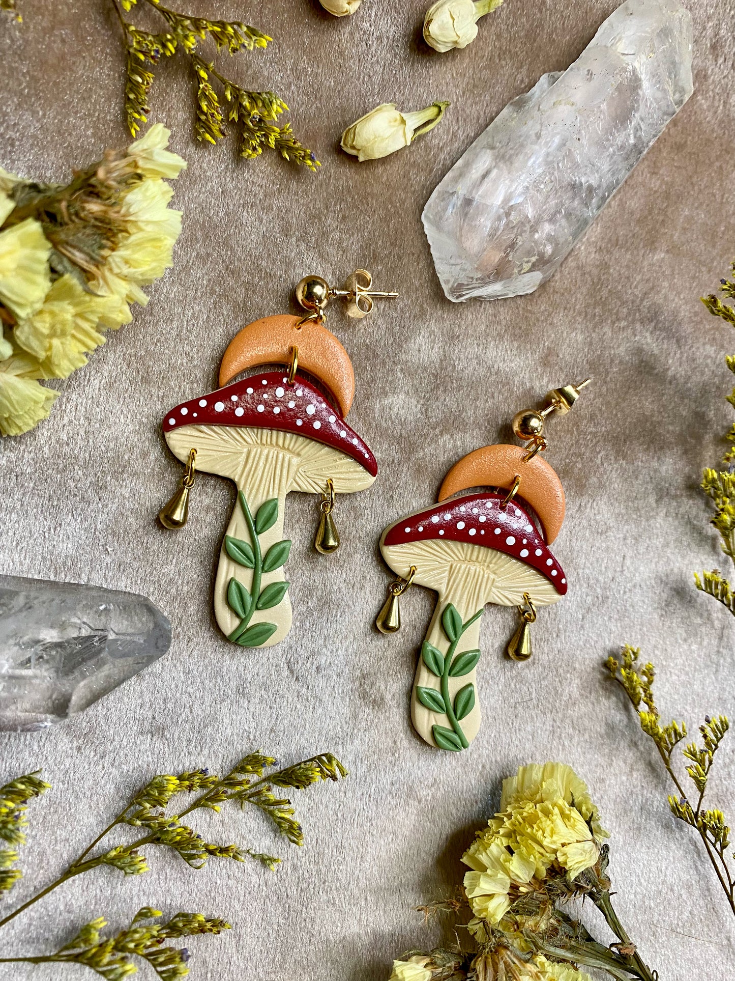 Red Cap Magic Mushroom Earrings