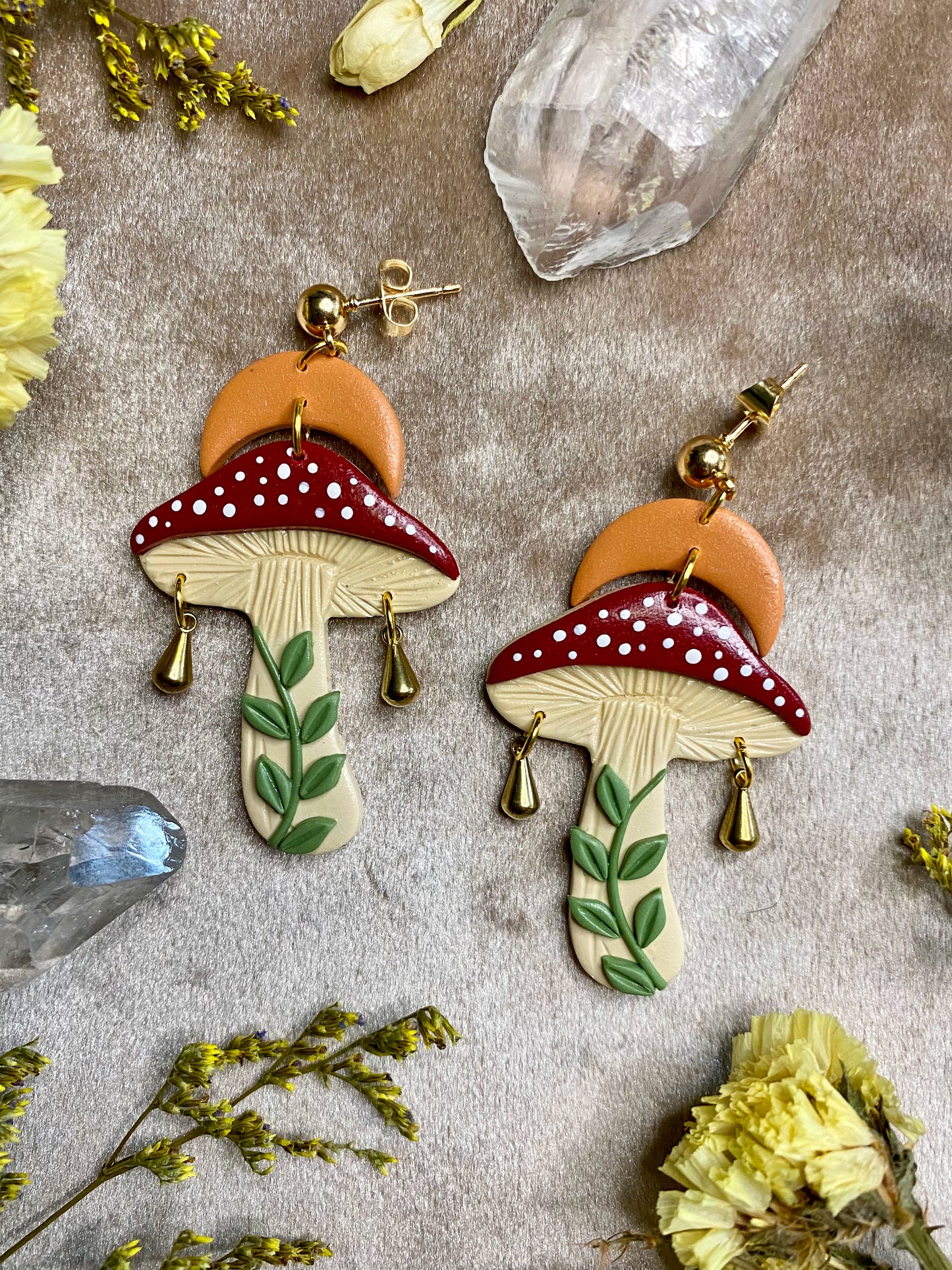 Red Cap Magic Mushroom Earrings
