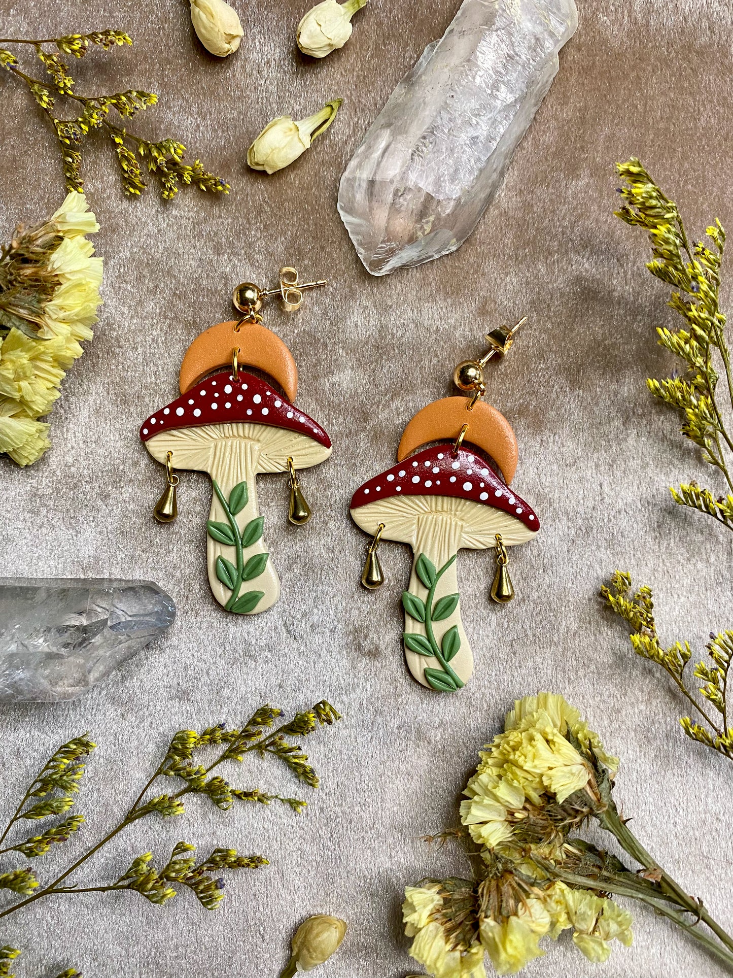 Red Cap Magic Mushroom Earrings