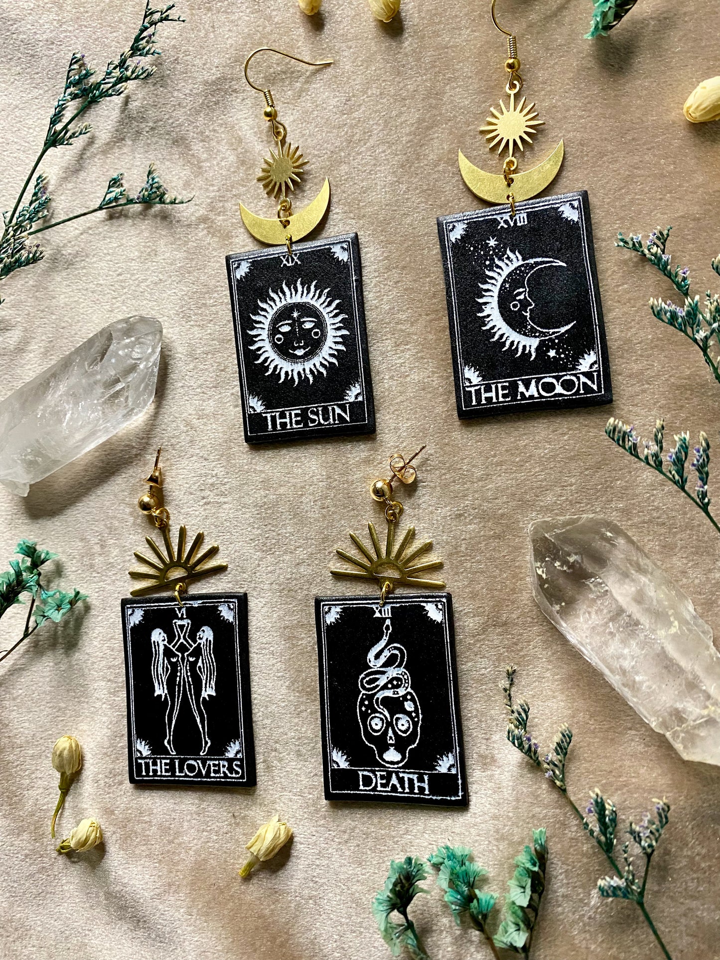Black and White Tarot Card Earrings