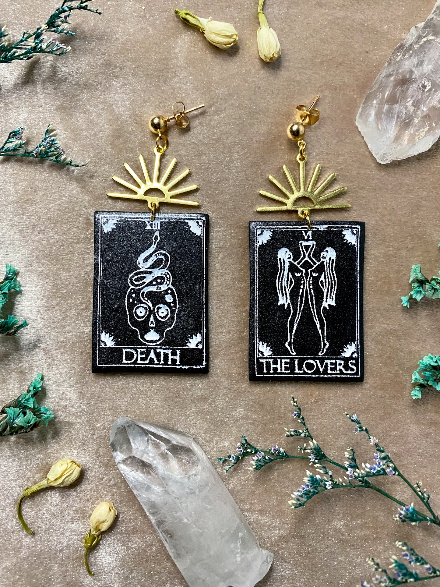 Black and White Tarot Card Earrings