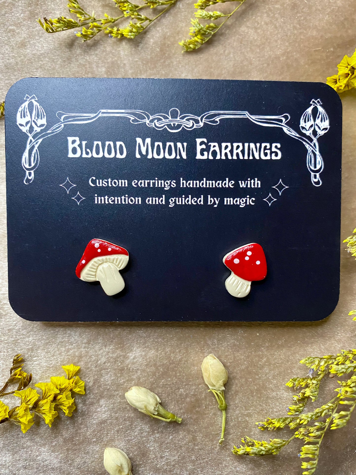 Forest Mushroom Stud Earrings