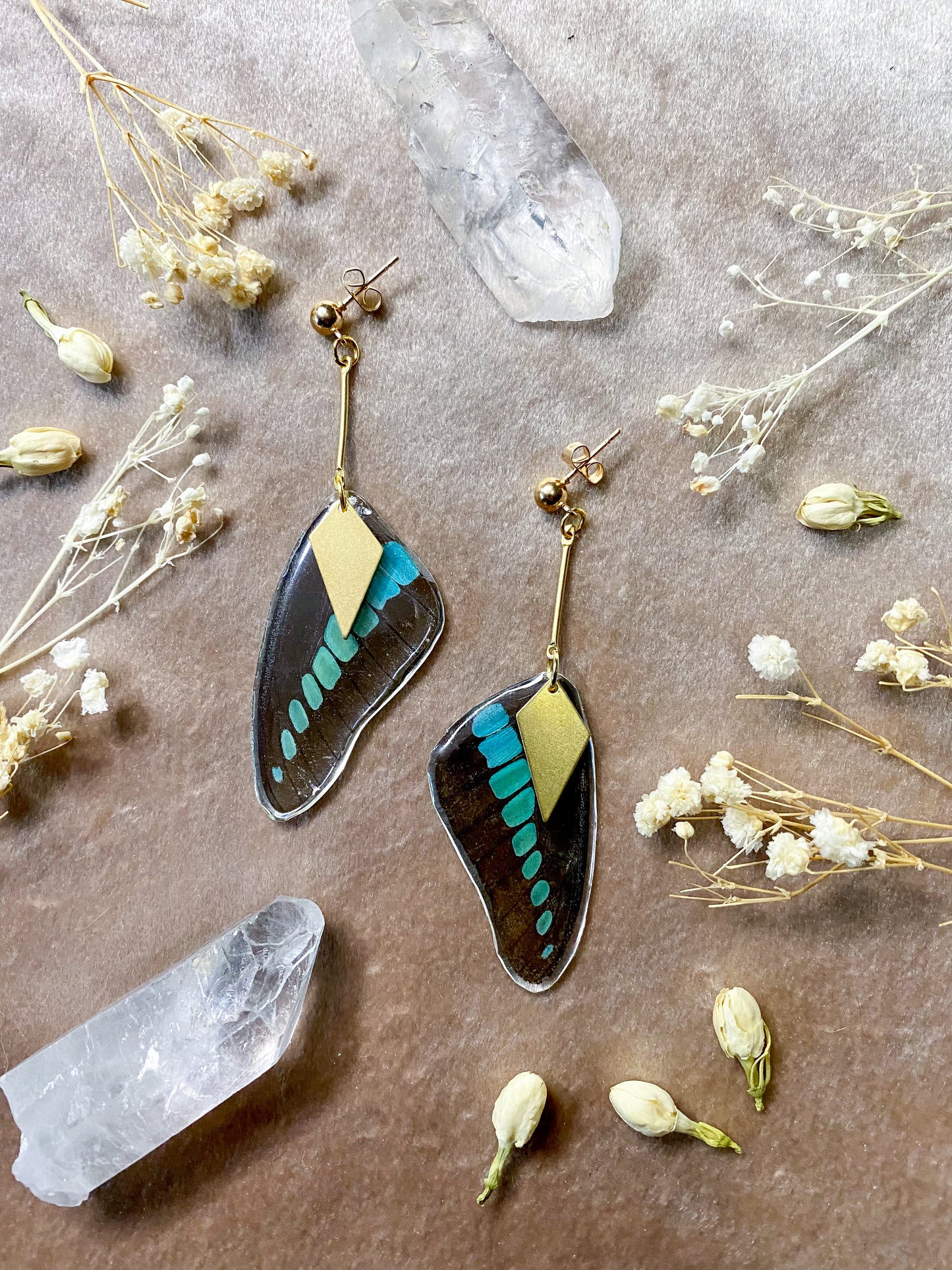 Bluebottle Butterfly Earrings (Top Wing)