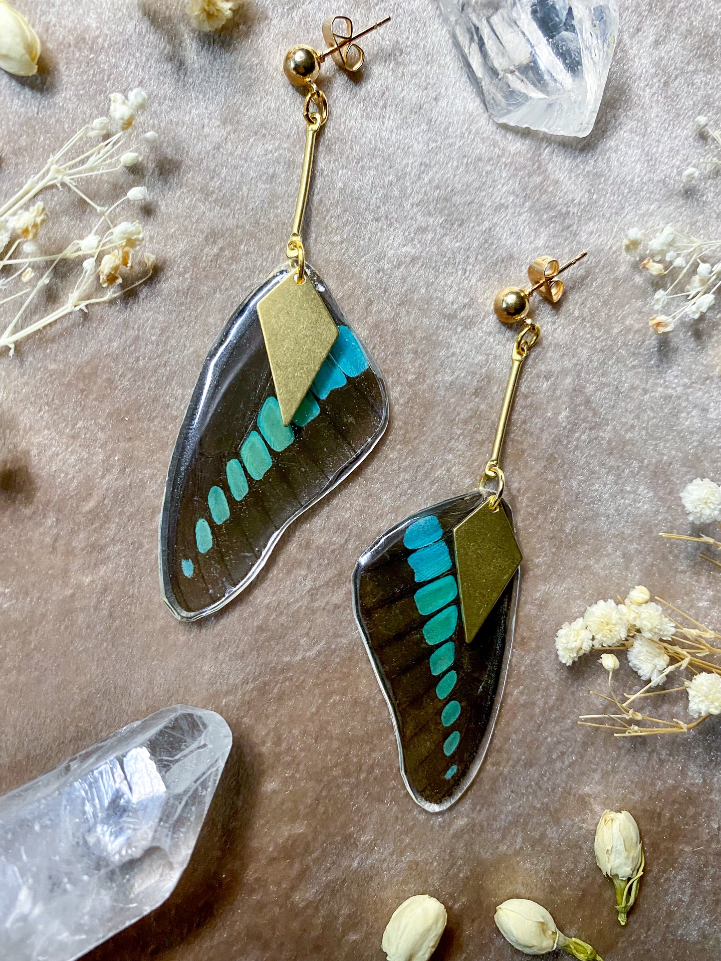 Bluebottle Butterfly Earrings (Top Wing)