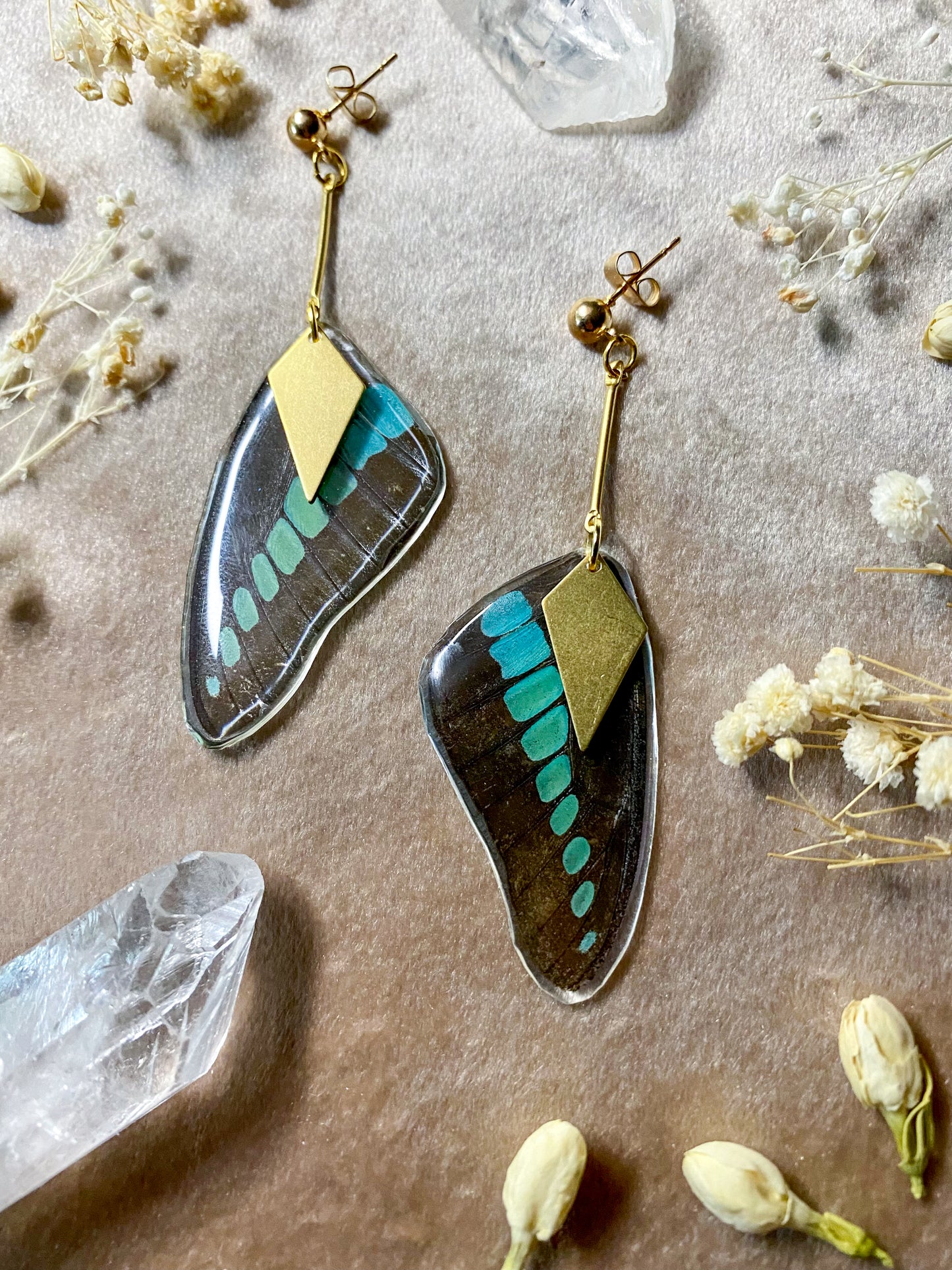 Bluebottle Butterfly Earrings (Top Wing)