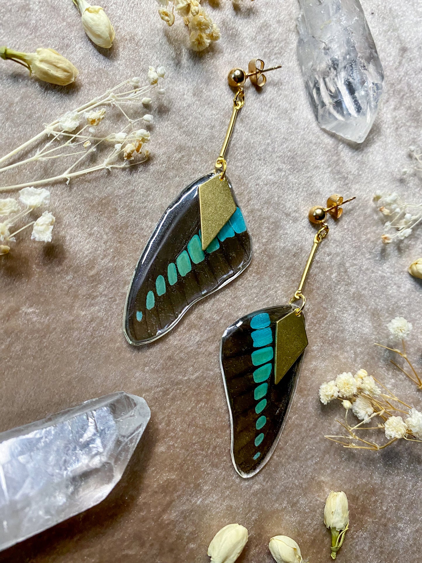 Bluebottle Butterfly Earrings (Top Wing)