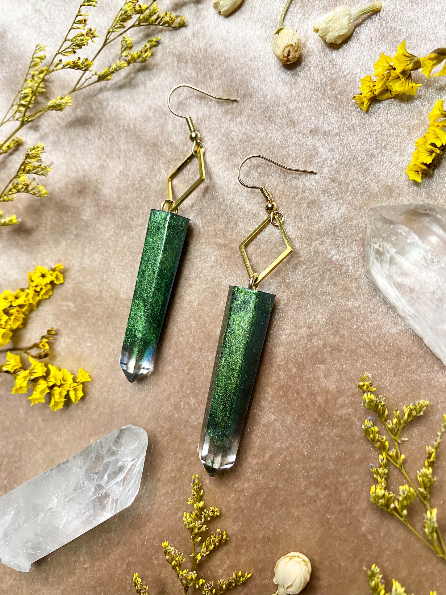 Emerald Treasure Crystal Earrings