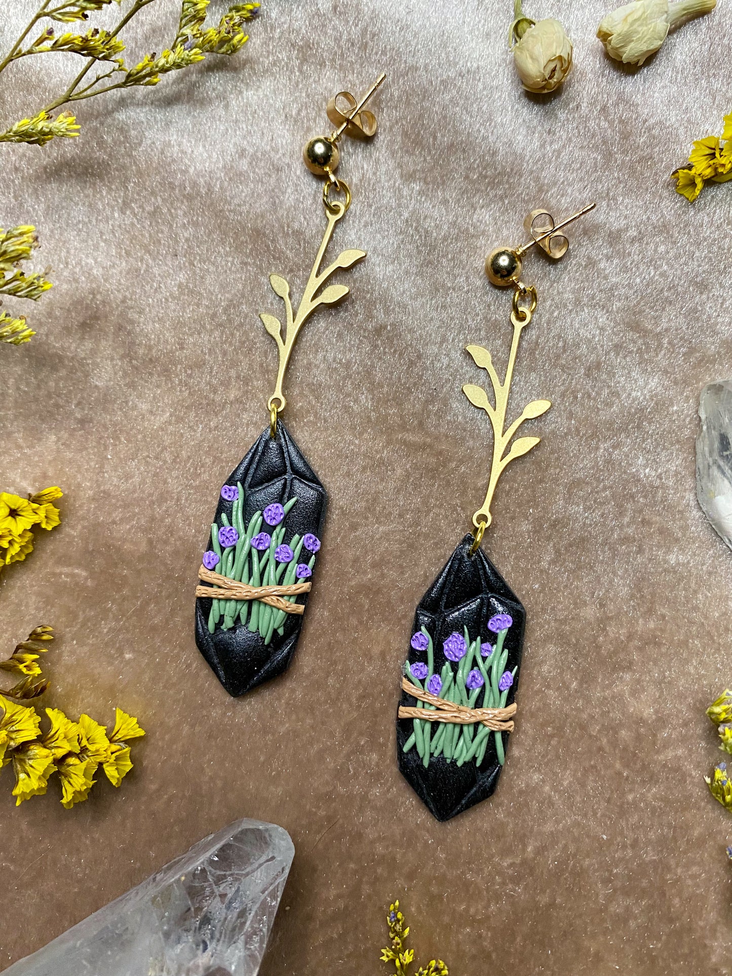 Lavender Wrapped Crystal Earrings