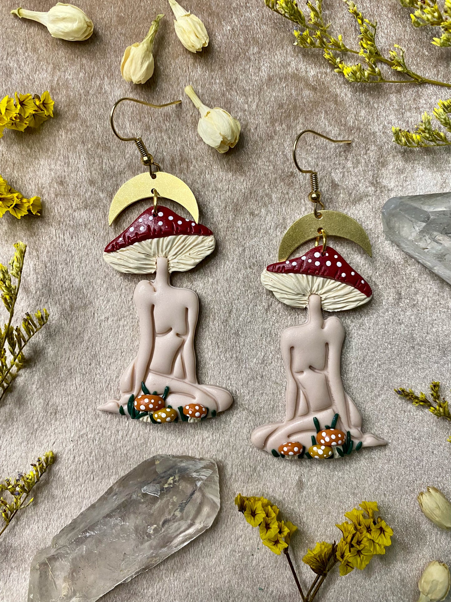 kneeling mushroom lady earrings