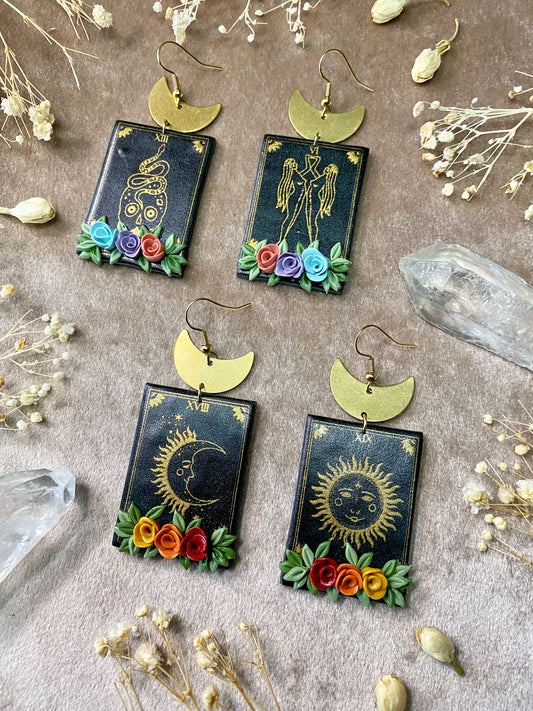 Floral Tarot Card Earrings