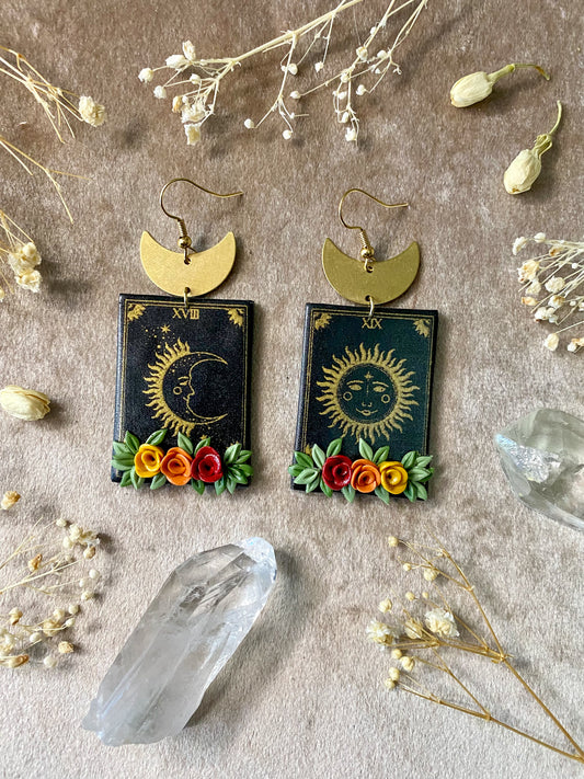 Floral Tarot Card Earrings