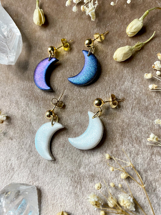 iridescent moon earrings