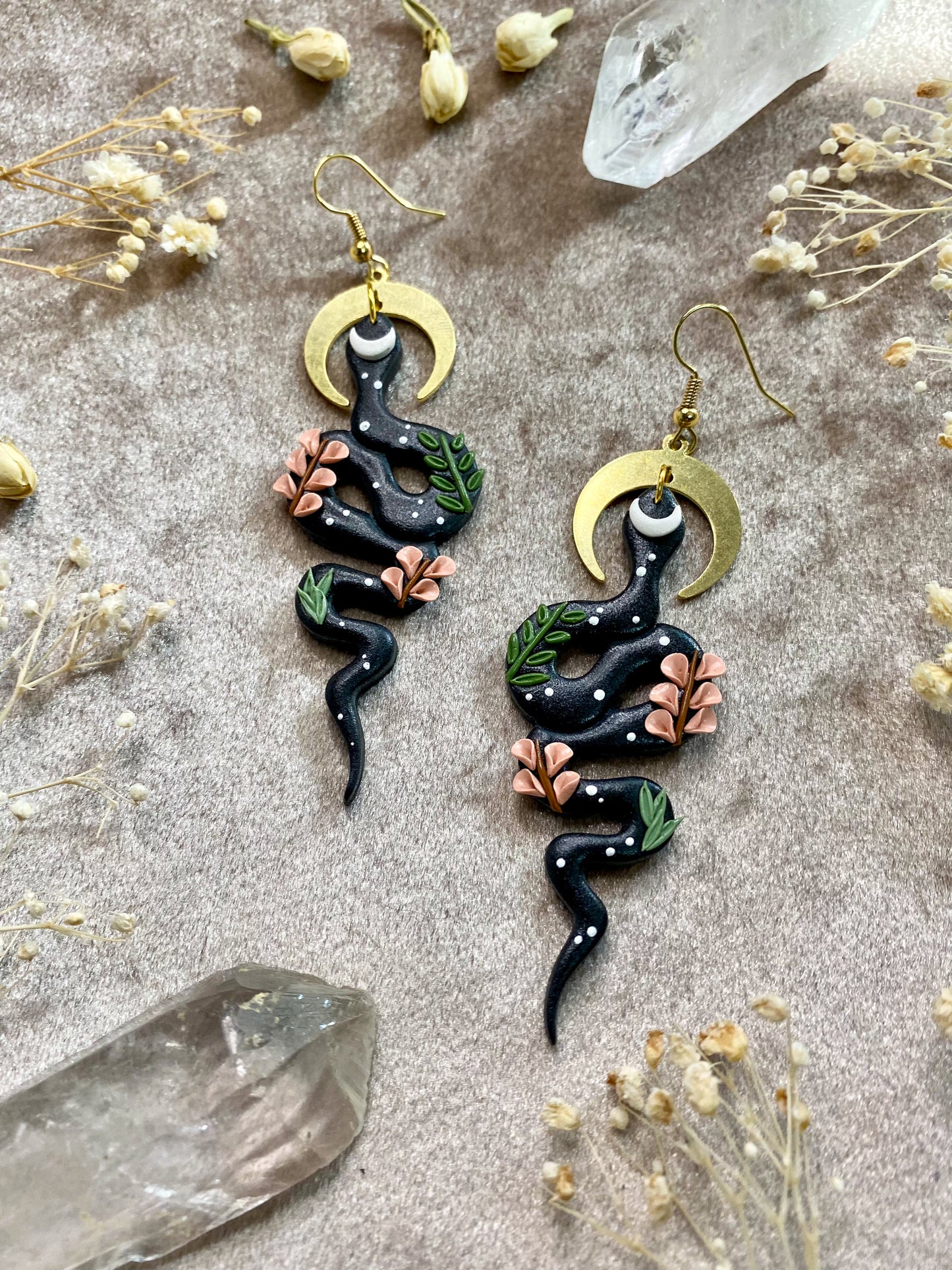Midnight Garden Snake Earrings