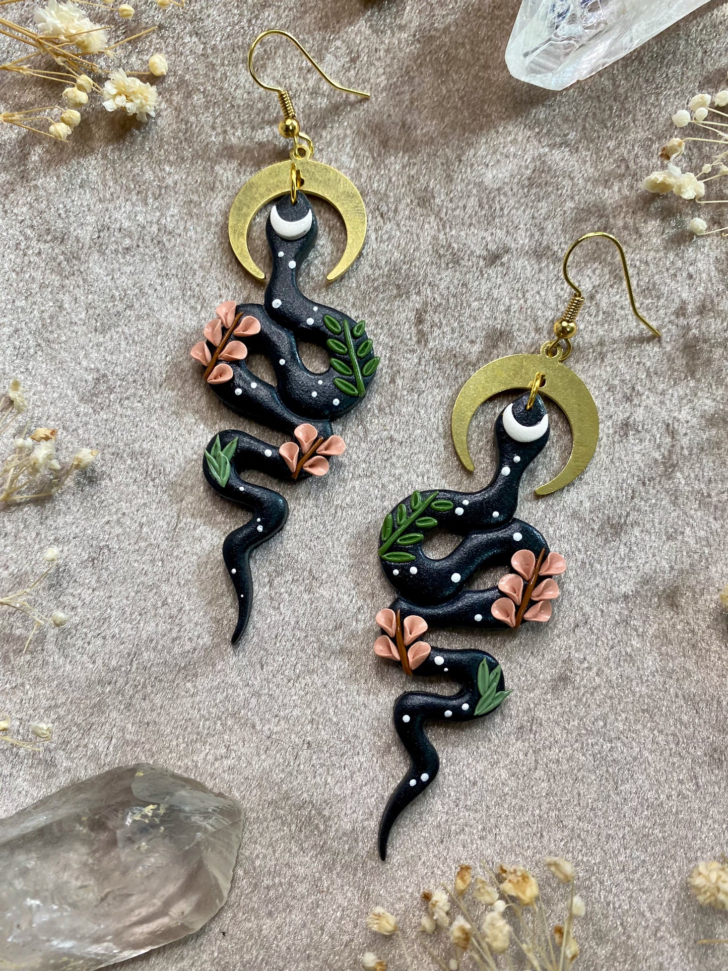 Midnight Garden Snake Earrings