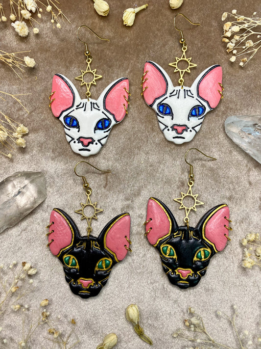 Big Earred Punky Kitty Cat Earrings