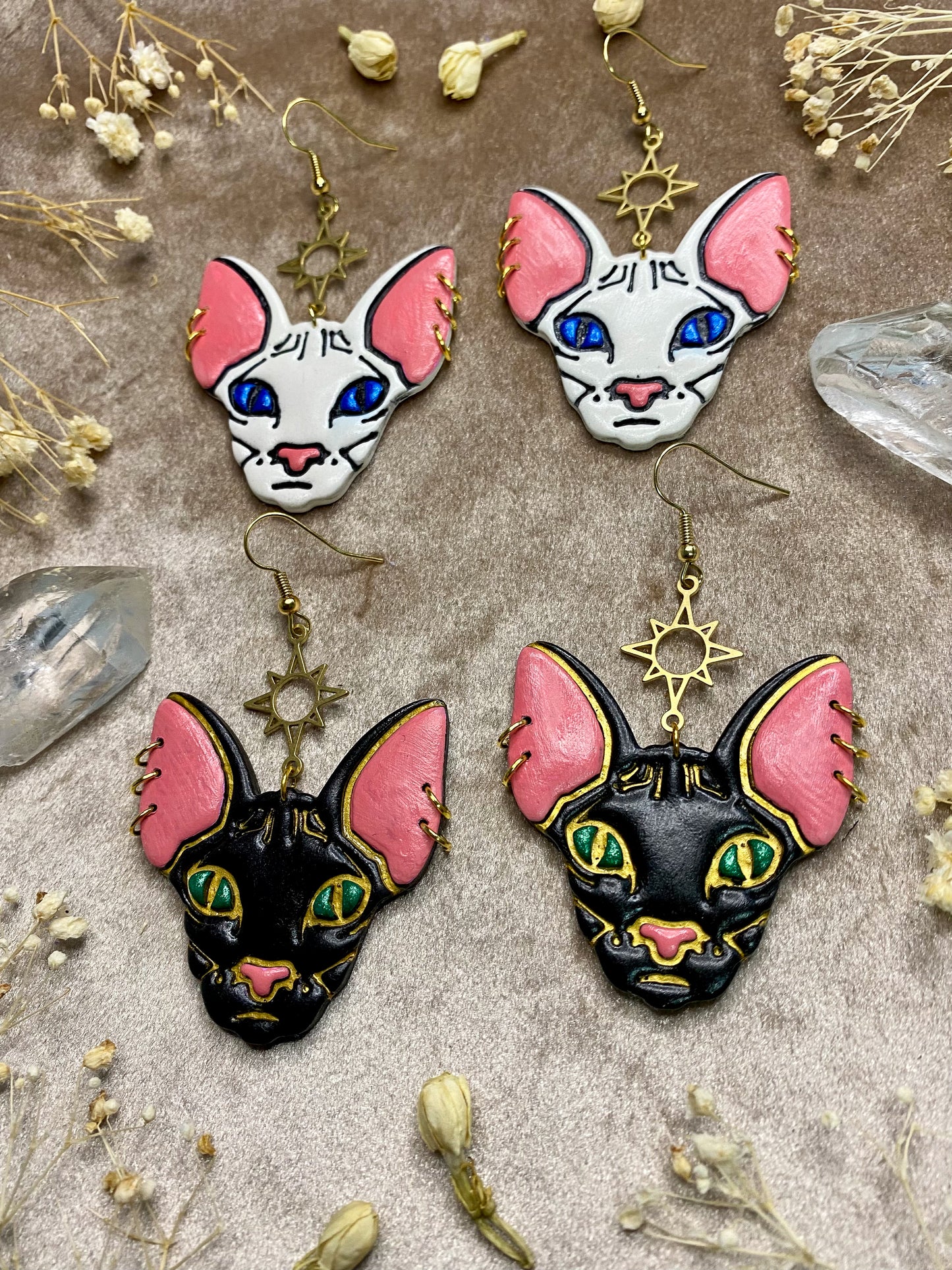 Big Earred Punky Kitty Cat Earrings